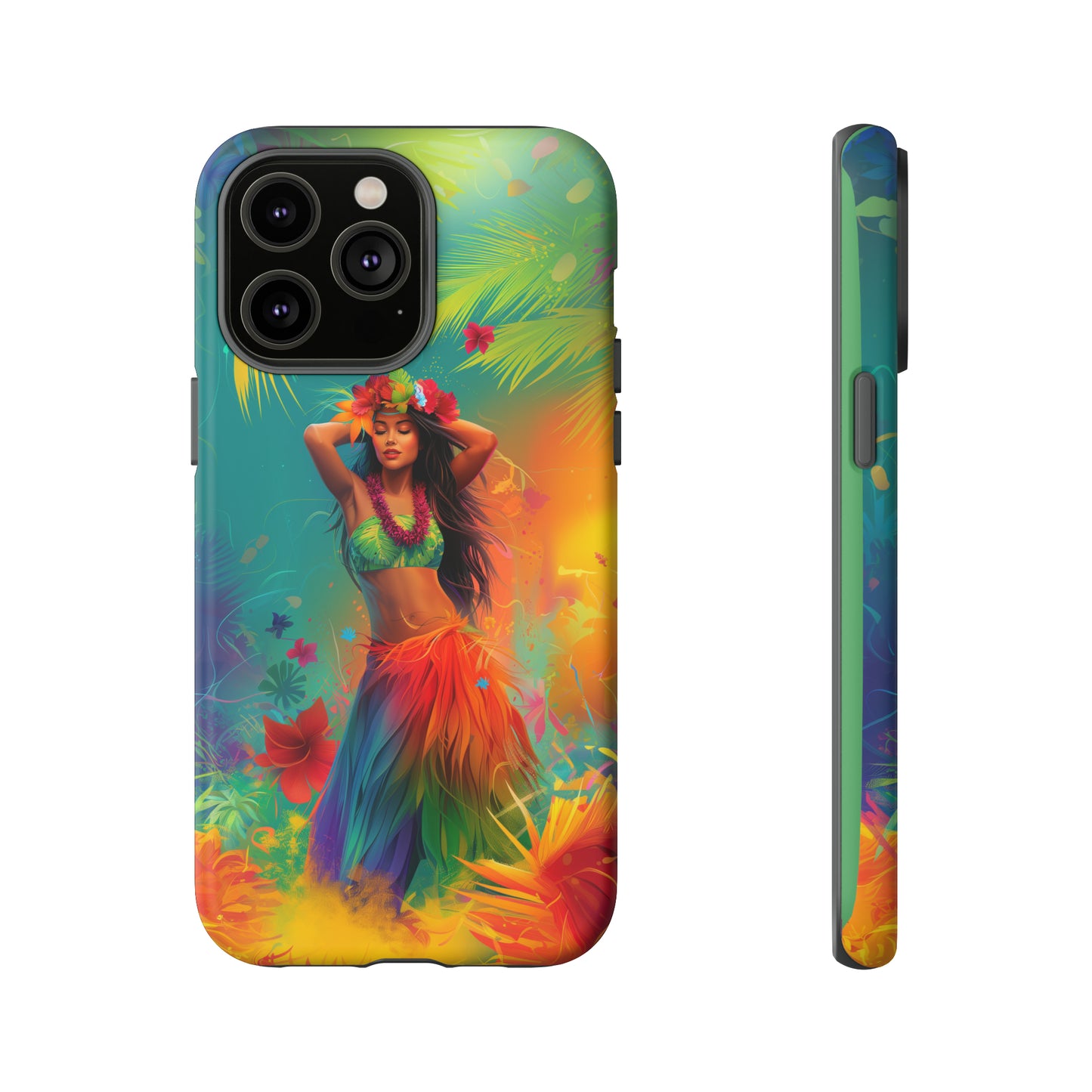 Hula Girl Hawaiian Phone Case, Tropical, Hibiscus, Wireless Compatible, Protective Cell Phone Case for iPhone, Samsung, Pixel phones