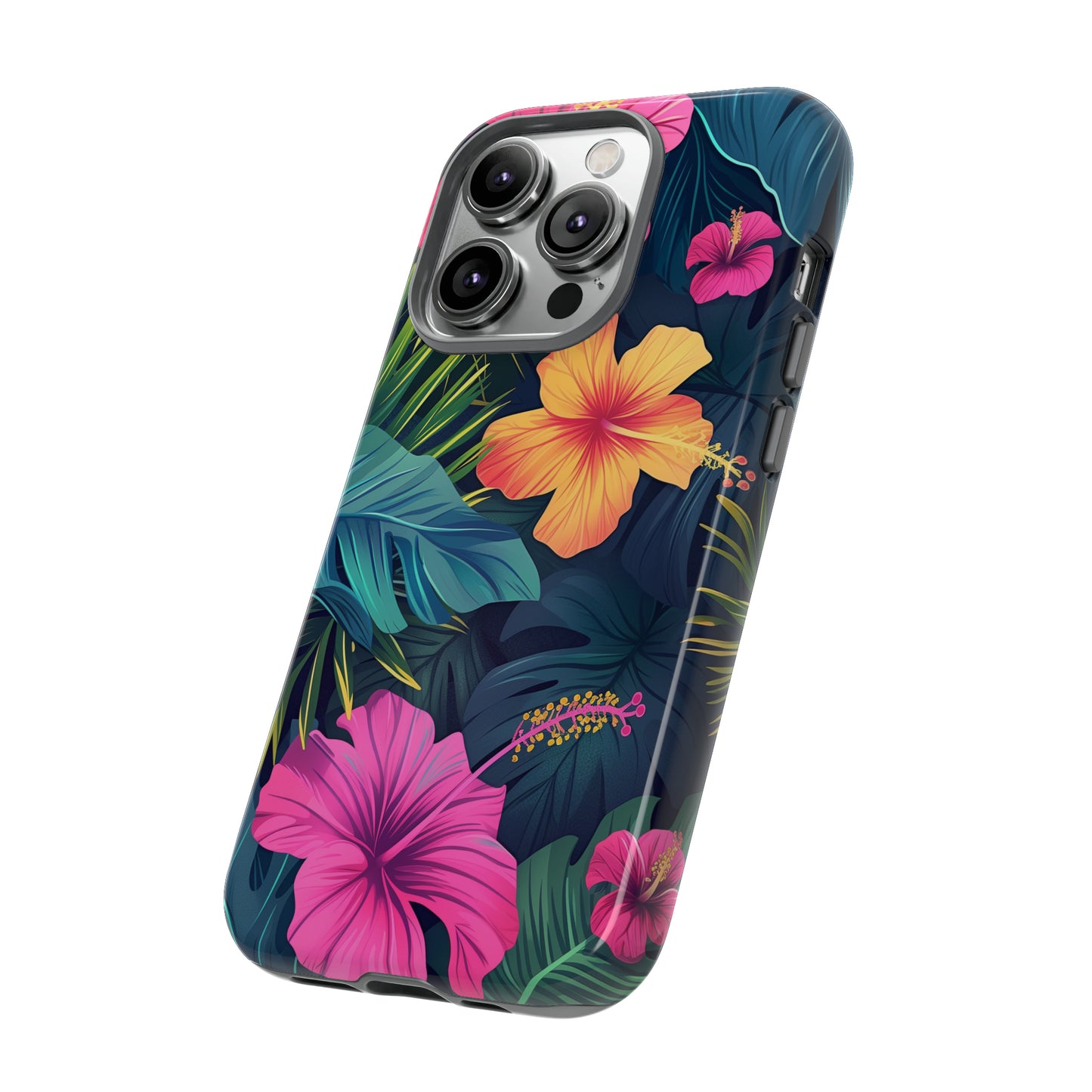 Hibiscus Dark Hawaiian Tropical Phone Case, 808, Island Tropics, Wireless Compatible, Protective Cell Phone Case iPhone, Samsung, Pixel