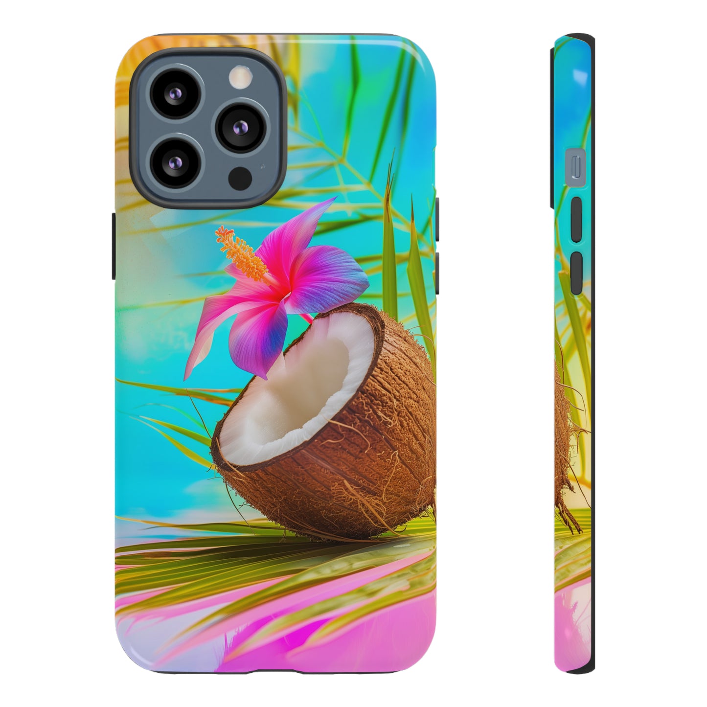 Coconut Colorful Hawaiian Tropical Phone Case, 808, Island Tropics, Wireless Compatible, Protective Cell Phone Case iPhone, Samsung, Pixel