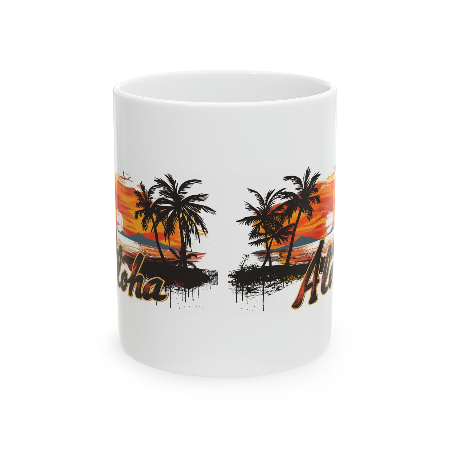 Aloha Sunset Orange Hawaiian Ceramic Mug 11oz, Hawaii Mug, HI Mug, Aloha Mug, 808 Mug, Island Mug, Tropical Mug, Coffee Mug