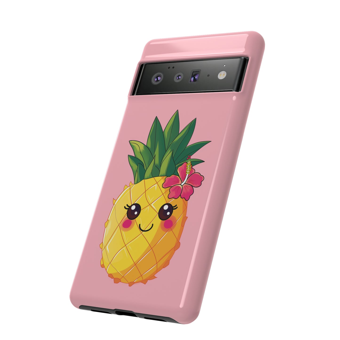 Cute Pineapple Hawaiian Phone Case, Tropical, Hibiscus, Wireless Compatible, Protective Cell Phone Case for iPhone, Samsung, Pixel phones