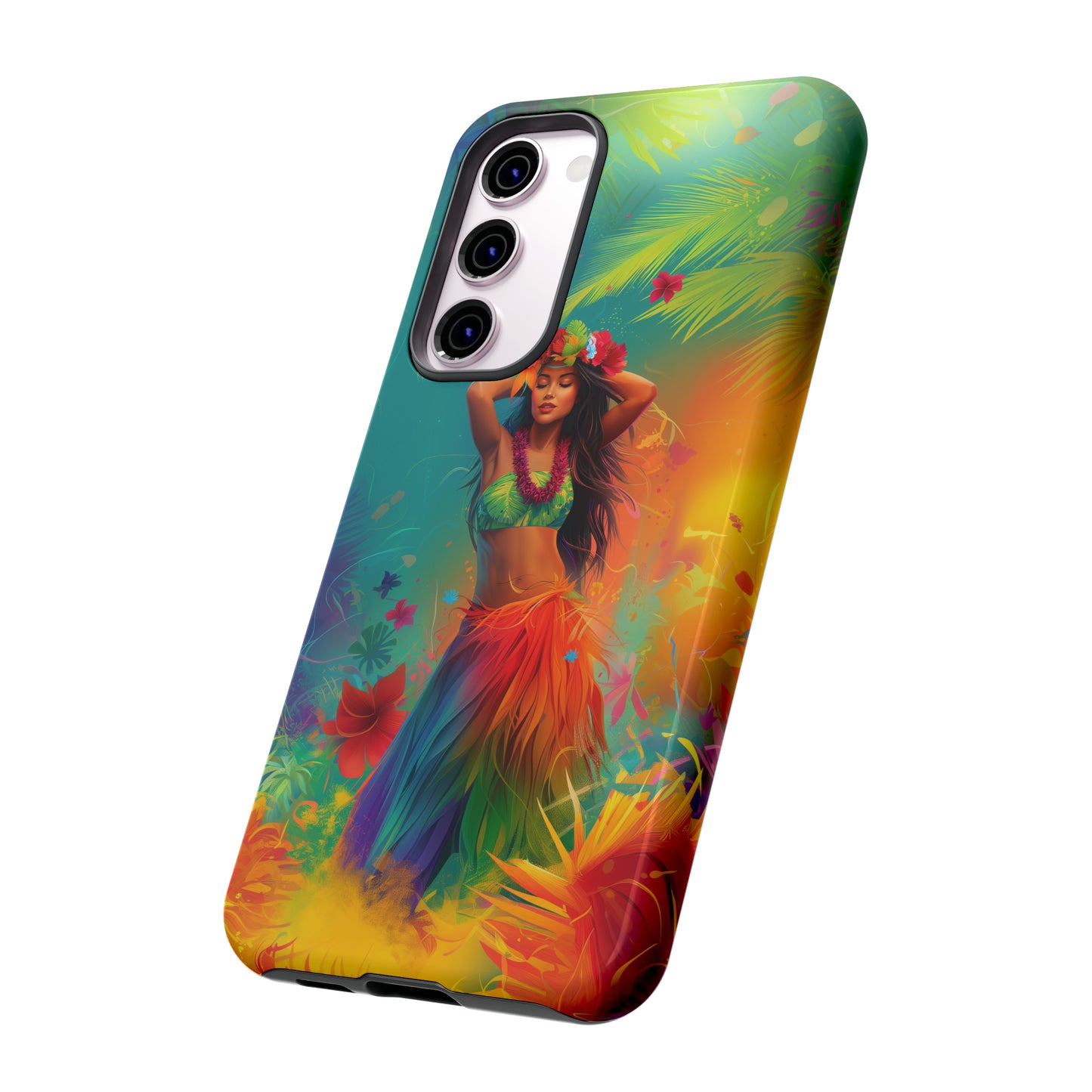 Hula Girl Hawaiian Phone Case, Tropical, Hibiscus, Wireless Compatible, Protective Cell Phone Case for iPhone, Samsung, Pixel phones