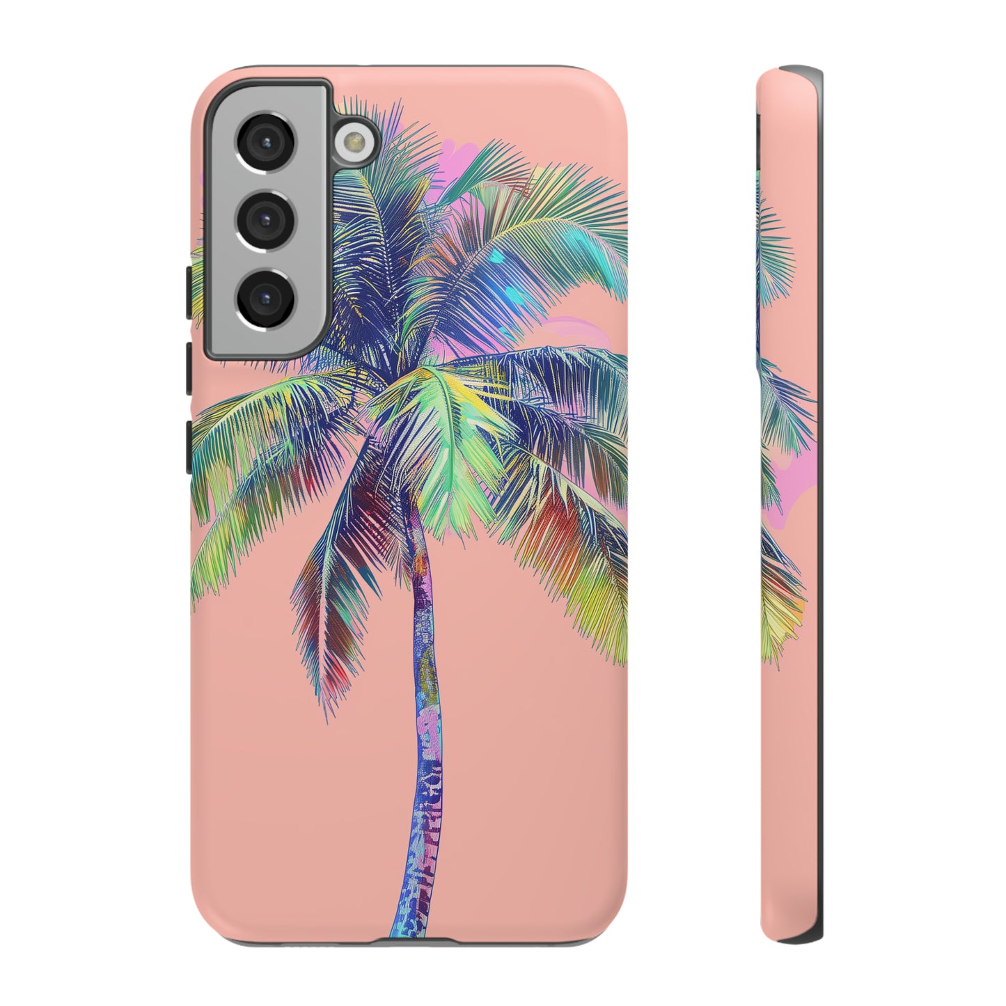 Pink Palm Tree Hawaiian Phone Case, Tropical, Hibiscus, Wireless Compatible, Protective Cell Phone Case for iPhone, Samsung, Pixel phones