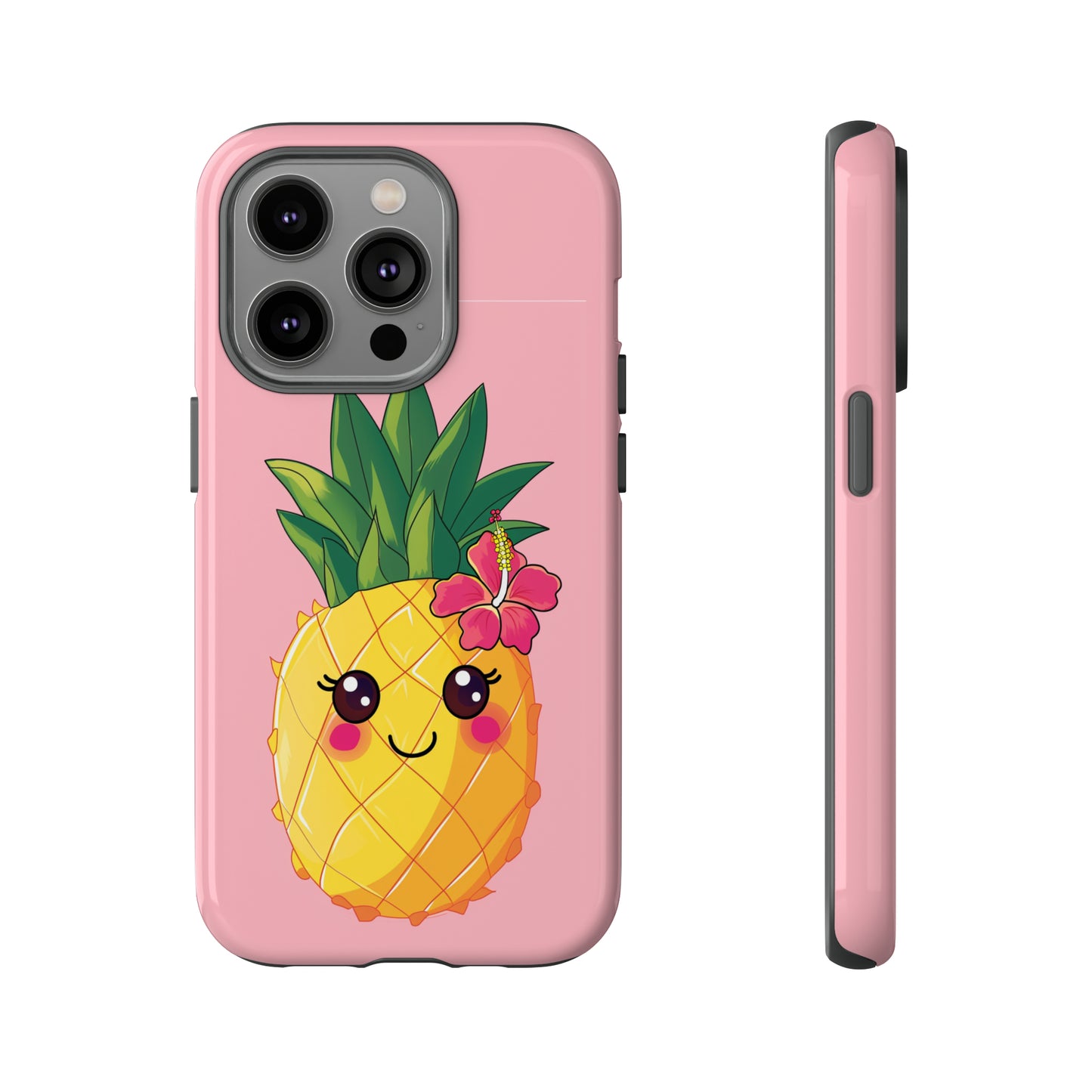 Cute Pineapple Hawaiian Phone Case, Tropical, Hibiscus, Wireless Compatible, Protective Cell Phone Case for iPhone, Samsung, Pixel phones