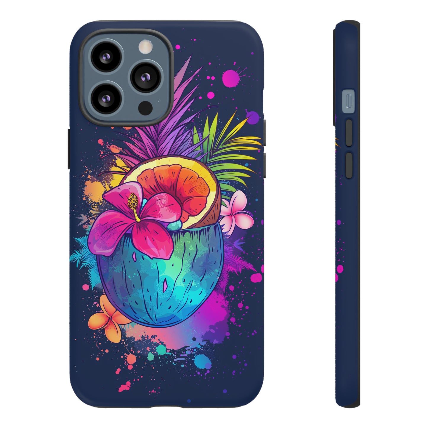 Coconut Dark Colorful Hawaiian Tropical Phone Case, Island Tropics, Wireless Compatible, Protective Cell Phone Case iPhone, Samsung, Pixel