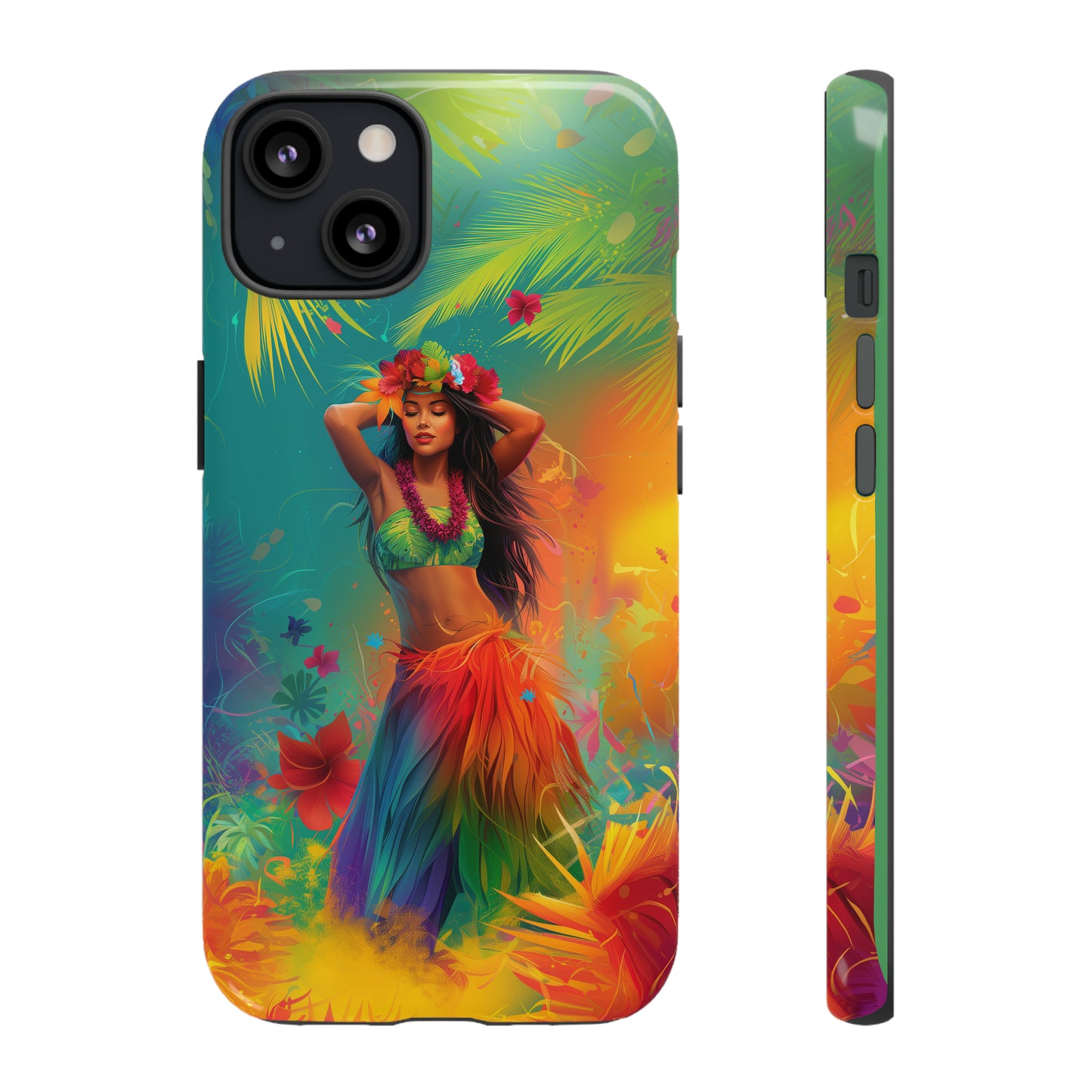 Hula Girl Hawaiian Phone Case, Tropical, Hibiscus, Wireless Compatible, Protective Cell Phone Case for iPhone, Samsung, Pixel phones