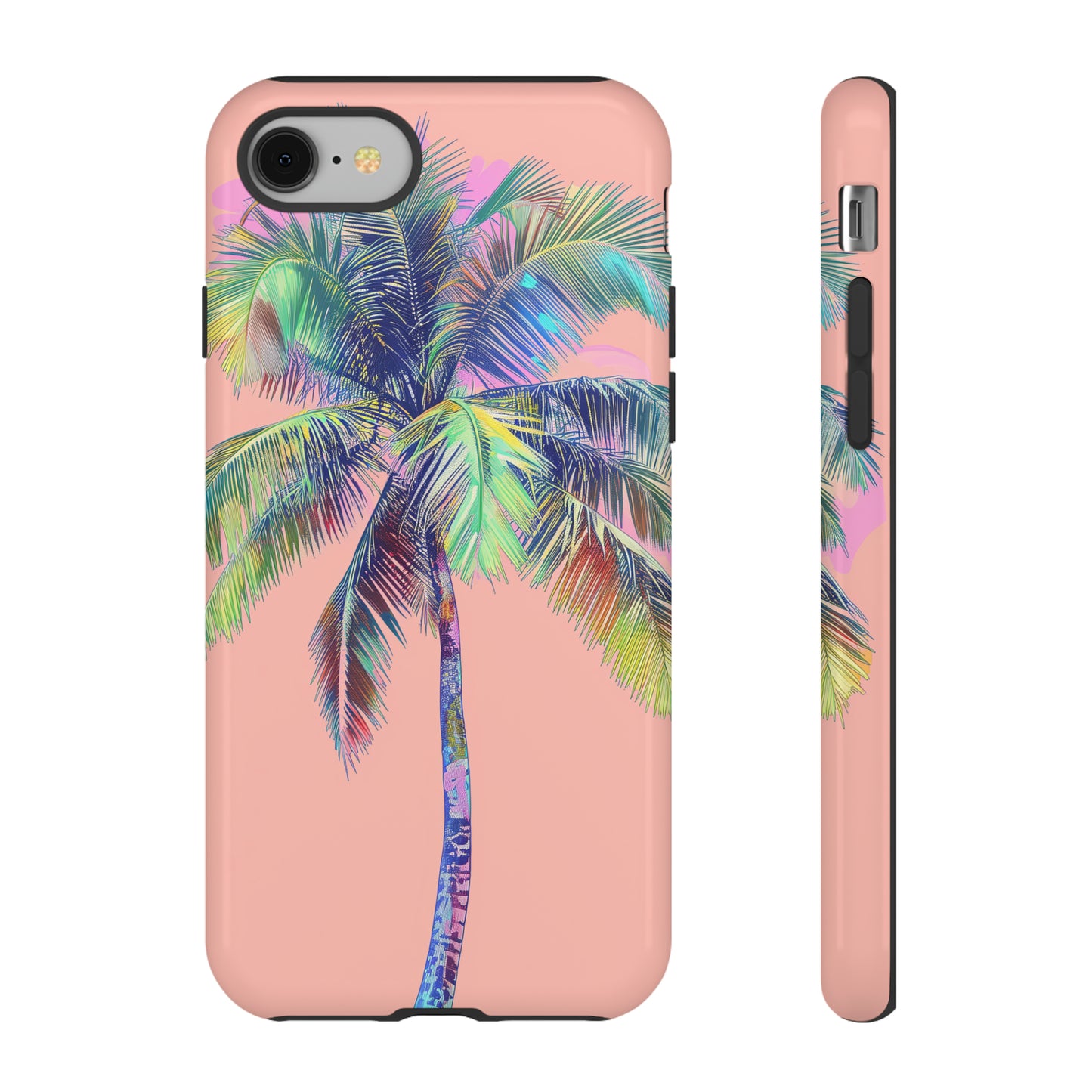 Pink Palm Tree Hawaiian Phone Case, Tropical, Hibiscus, Wireless Compatible, Protective Cell Phone Case for iPhone, Samsung, Pixel phones