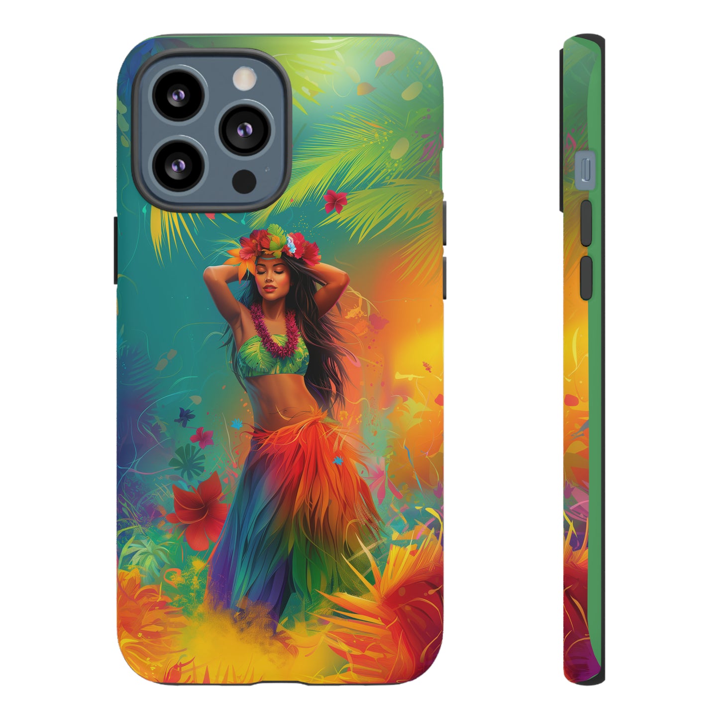 Hula Girl Hawaiian Phone Case, Tropical, Hibiscus, Wireless Compatible, Protective Cell Phone Case for iPhone, Samsung, Pixel phones