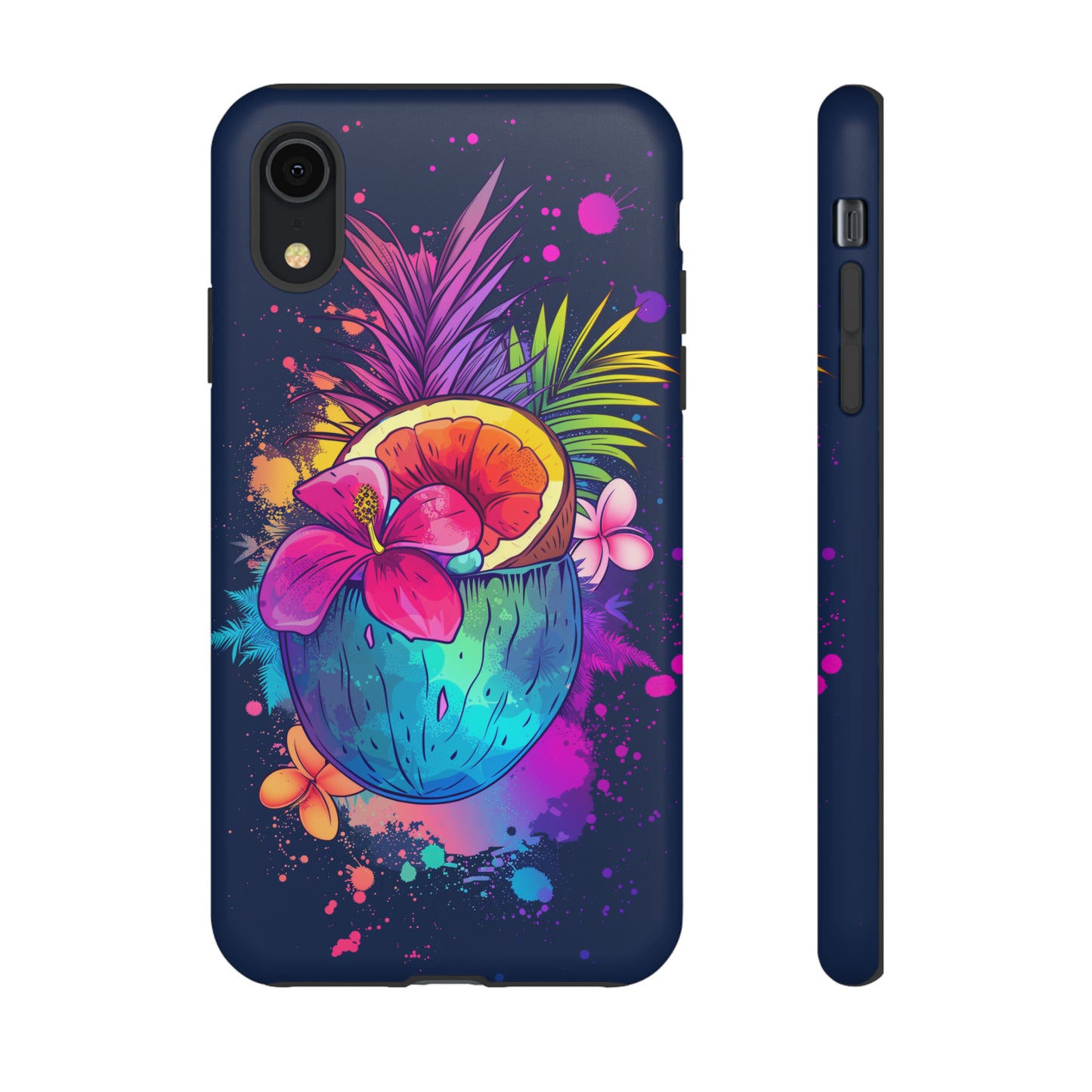 Coconut Dark Colorful Hawaiian Tropical Phone Case, Island Tropics, Wireless Compatible, Protective Cell Phone Case iPhone, Samsung, Pixel