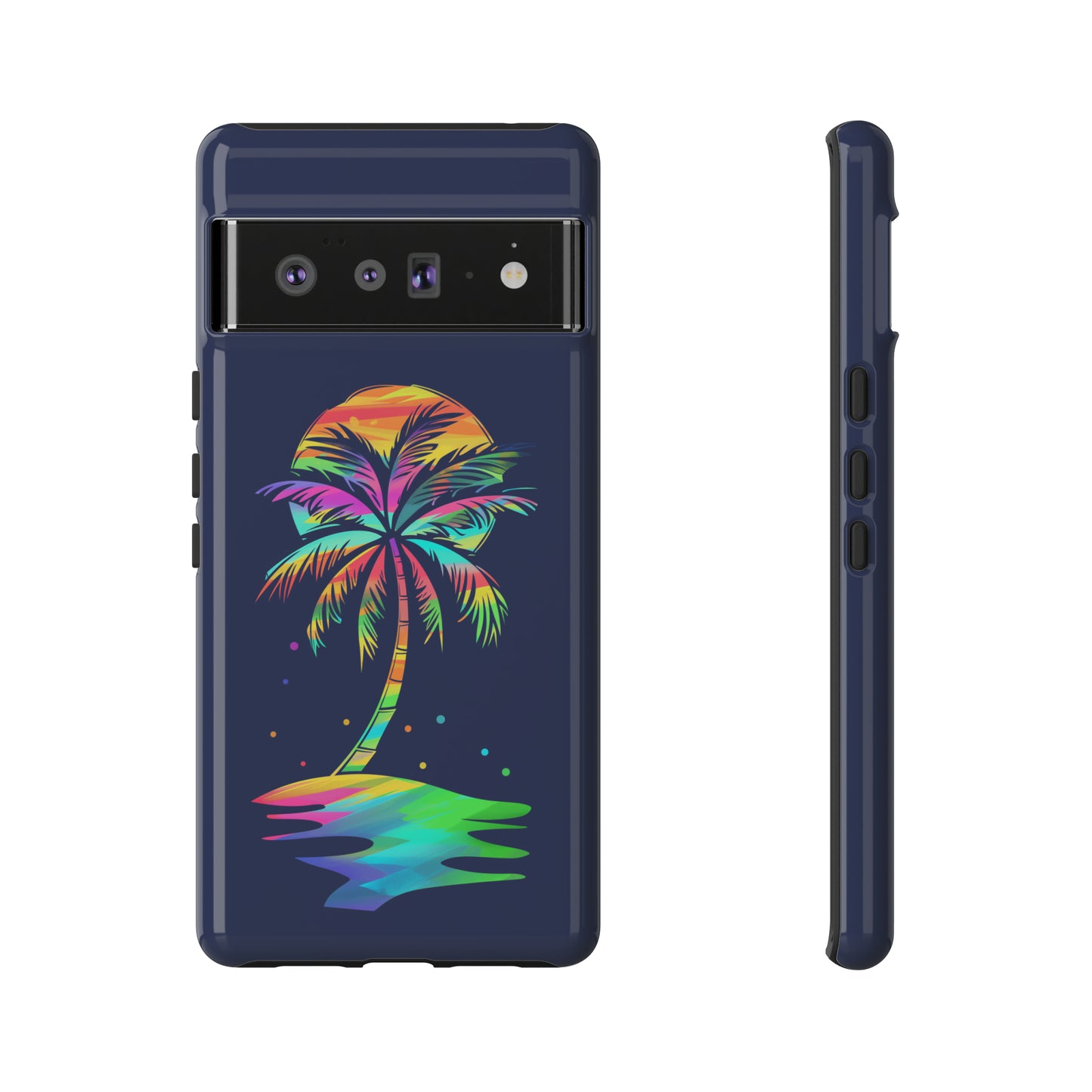 Night Palm Tree Hawaiian Phone Case, Tropical, Hibiscus, Wireless Compatible, Protective Cell Phone Case for iPhone, Samsung, Pixel phones