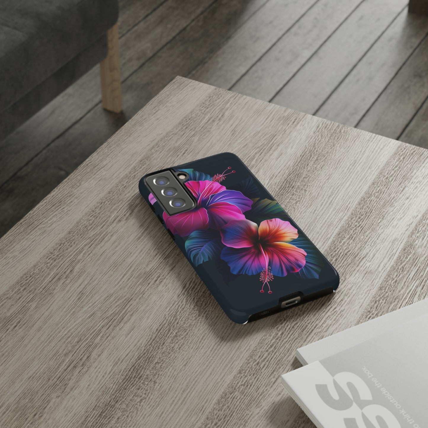 Hibiscus Neon Dark Hawaiian Tropical Phone Case, 808, Island Tropics, Wireless Compatible, Protective Cell Phone Case iPhone, Samsung, Pixel