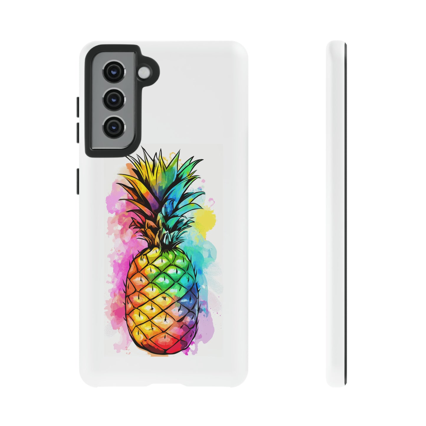 Color Splash Pineapple Hawaiian Phone Case, Tropical, Hibiscus, Wireless Compatible, Protective Cell Phone Case for iPhone, Samsung, Pixel