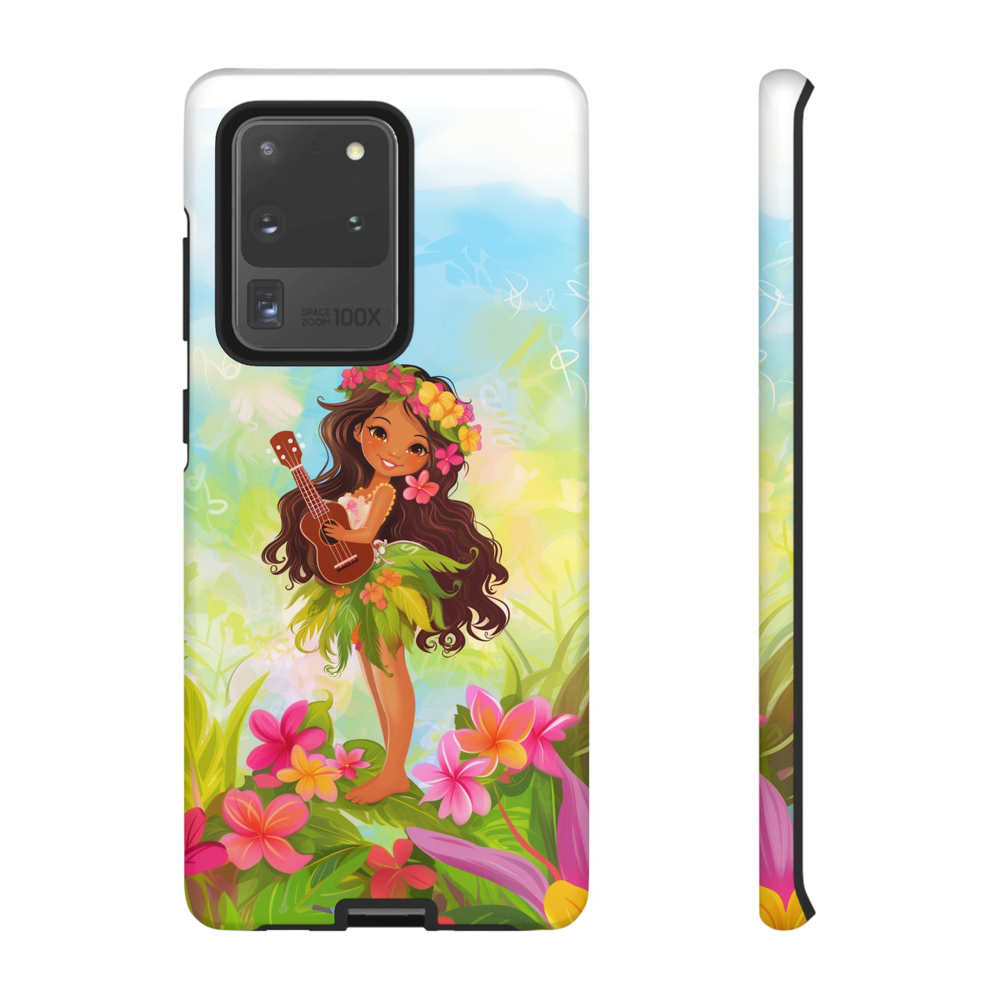 Cute Hula Girl Hawaiian Phone Case, Tropical, Hibiscus, Wireless Compatible, Protective Cell Phone Case for iPhone, Samsung, Pixel phones
