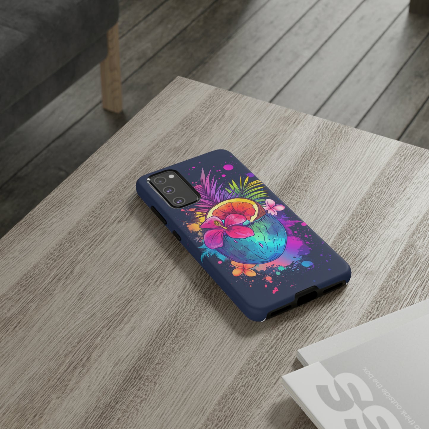 Coconut Dark Colorful Hawaiian Tropical Phone Case, Island Tropics, Wireless Compatible, Protective Cell Phone Case iPhone, Samsung, Pixel
