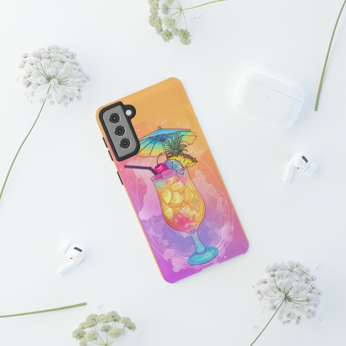 Pina Colada Cocktail Hawaiian Tropical Phone Case, Island Tropics, Wireless Compatible, Protective Cell Phone Case iPhone, Samsung, Pixel