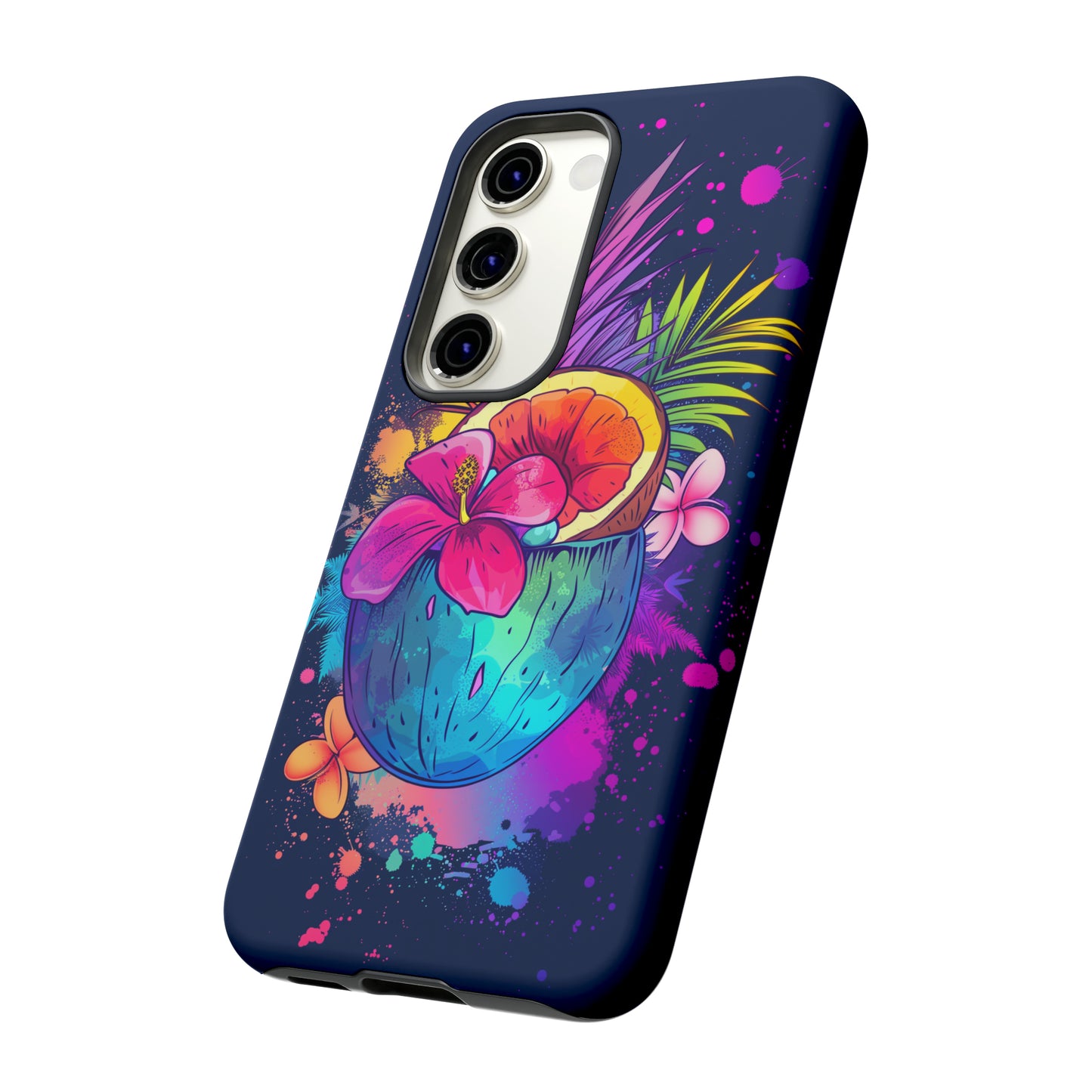 Coconut Dark Colorful Hawaiian Tropical Phone Case, Island Tropics, Wireless Compatible, Protective Cell Phone Case iPhone, Samsung, Pixel