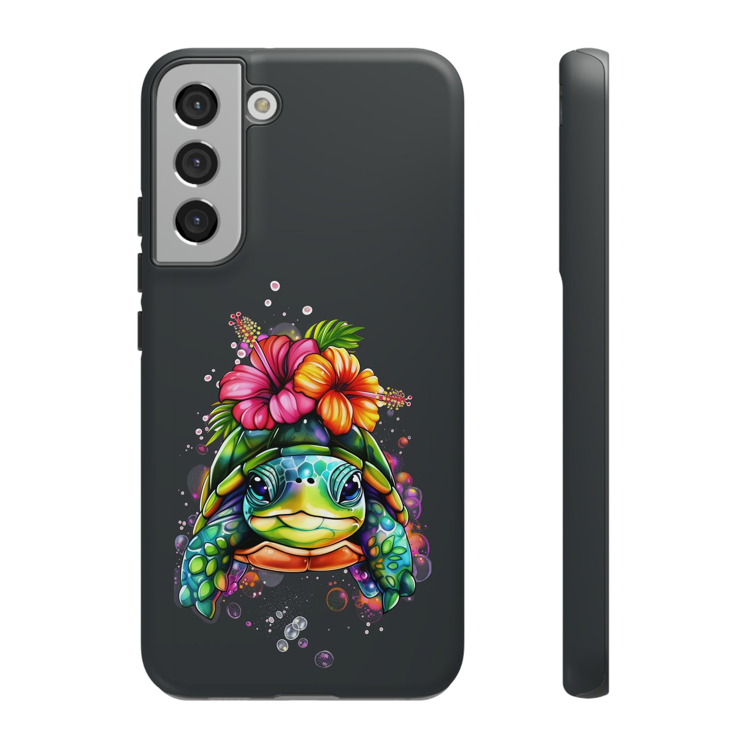 Color Splash Turtle Hawaiian Phone Case, Tropical, Hibiscus, Wireless Compatible, Protective Cell Phone Case for iPhone, Samsung, Pixel