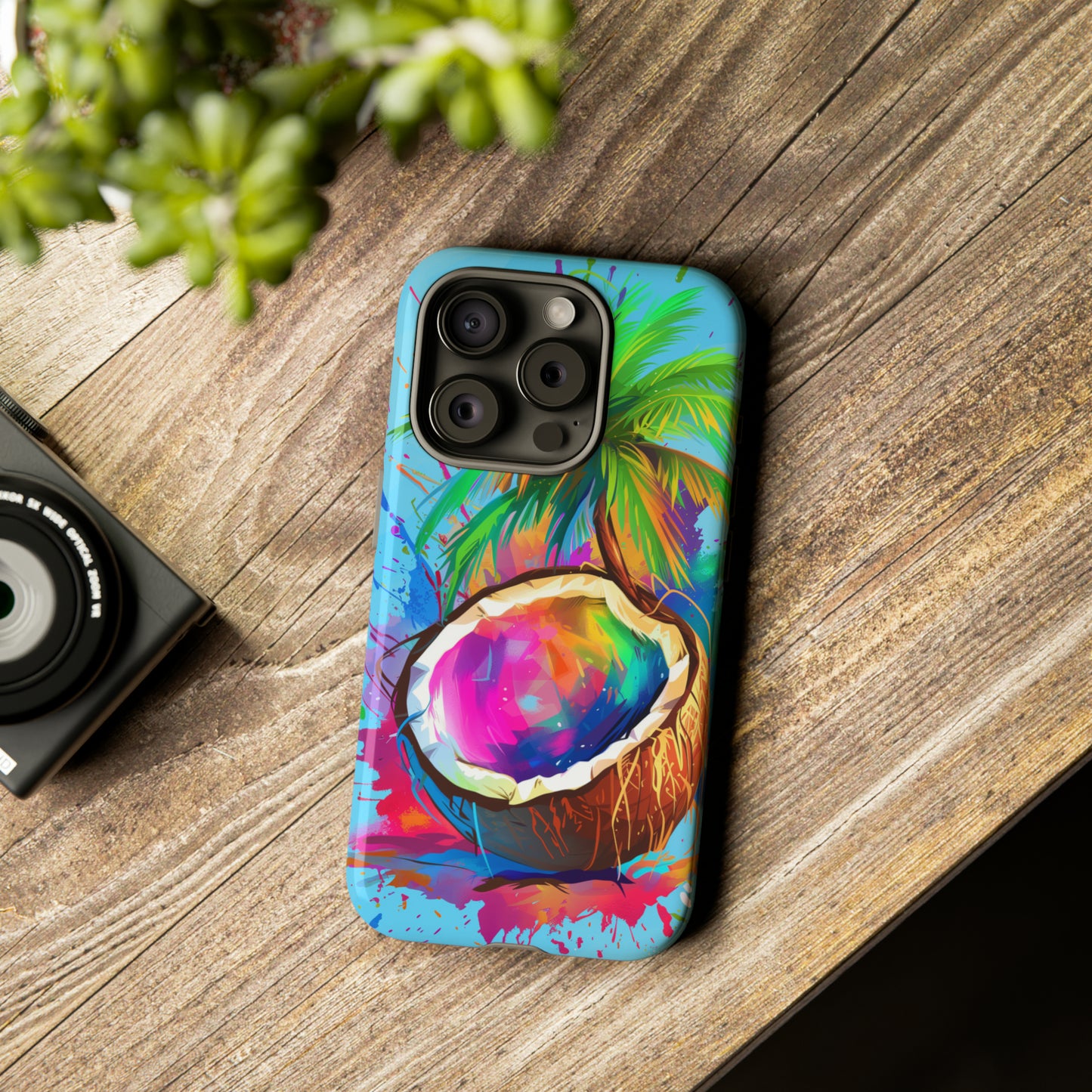 Coconut Colorful Hawaiian Tropical Phone Case, 808, Island Tropics, Wireless Compatible, Protective Cell Phone Case iPhone, Samsung, Pixel