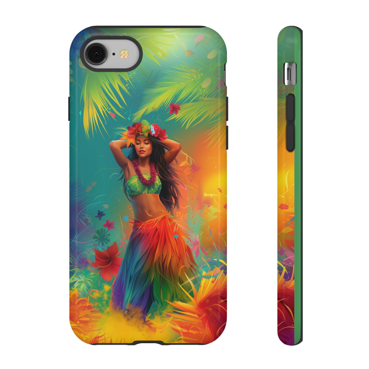 Hula Girl Hawaiian Phone Case, Tropical, Hibiscus, Wireless Compatible, Protective Cell Phone Case for iPhone, Samsung, Pixel phones