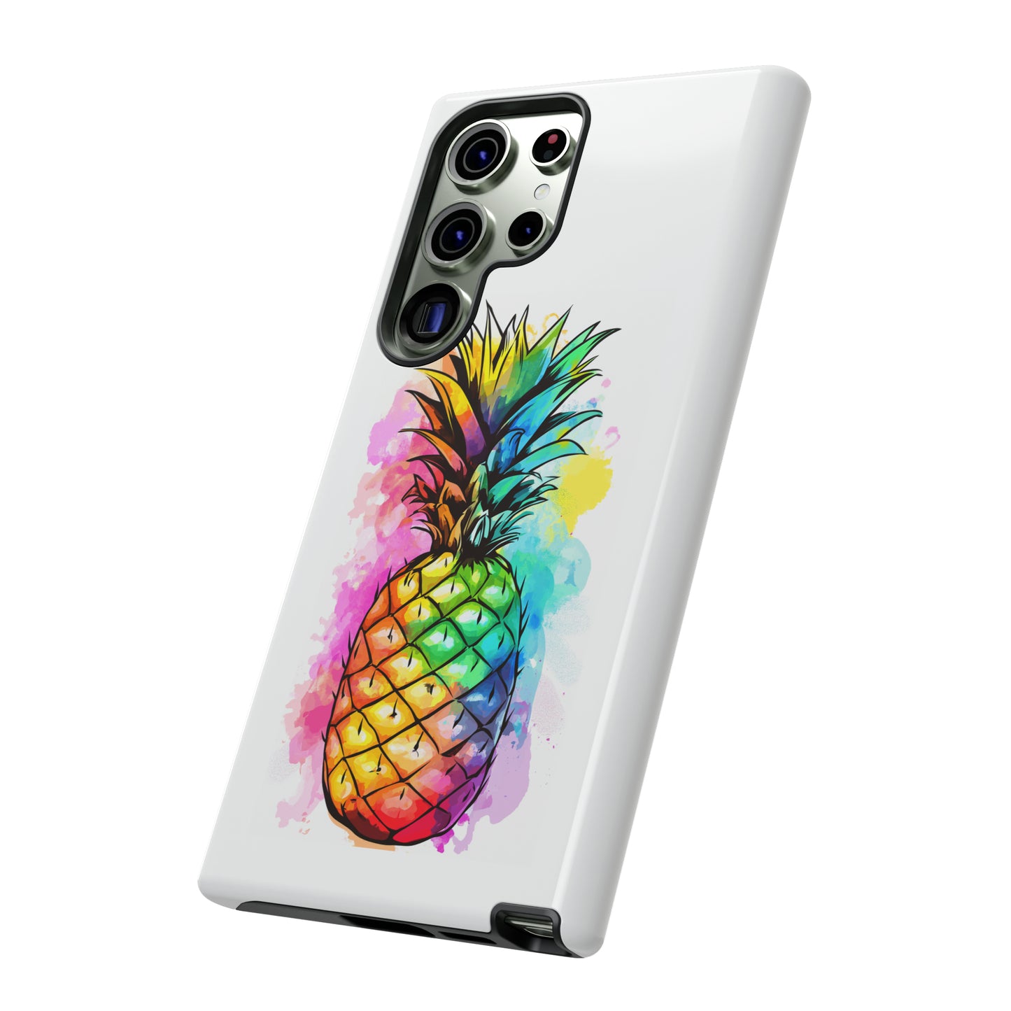 Color Splash Pineapple Hawaiian Phone Case, Tropical, Hibiscus, Wireless Compatible, Protective Cell Phone Case for iPhone, Samsung, Pixel