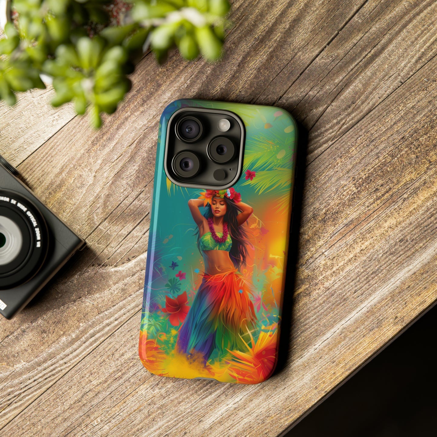 Hula Girl Hawaiian Phone Case, Tropical, Hibiscus, Wireless Compatible, Protective Cell Phone Case for iPhone, Samsung, Pixel phones