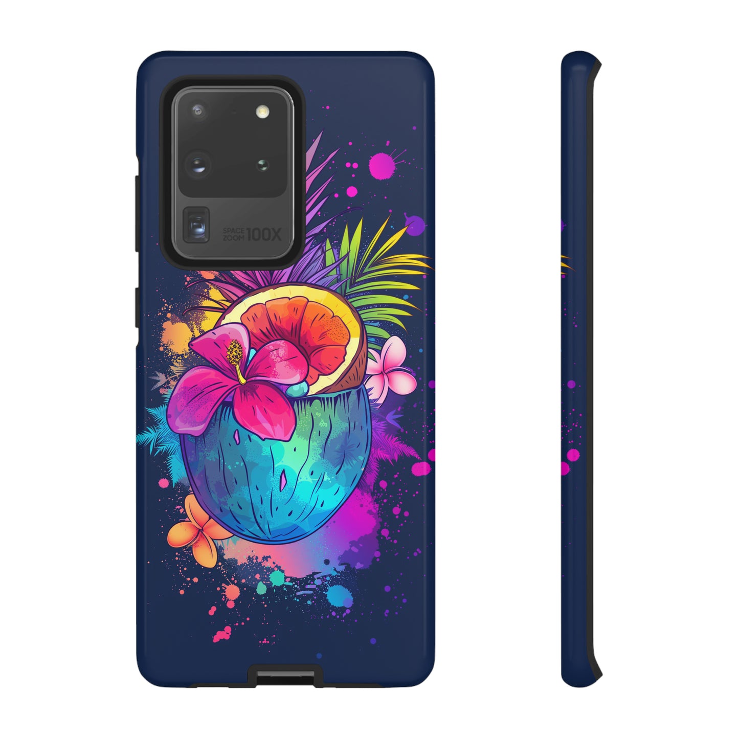 Coconut Dark Colorful Hawaiian Tropical Phone Case, Island Tropics, Wireless Compatible, Protective Cell Phone Case iPhone, Samsung, Pixel
