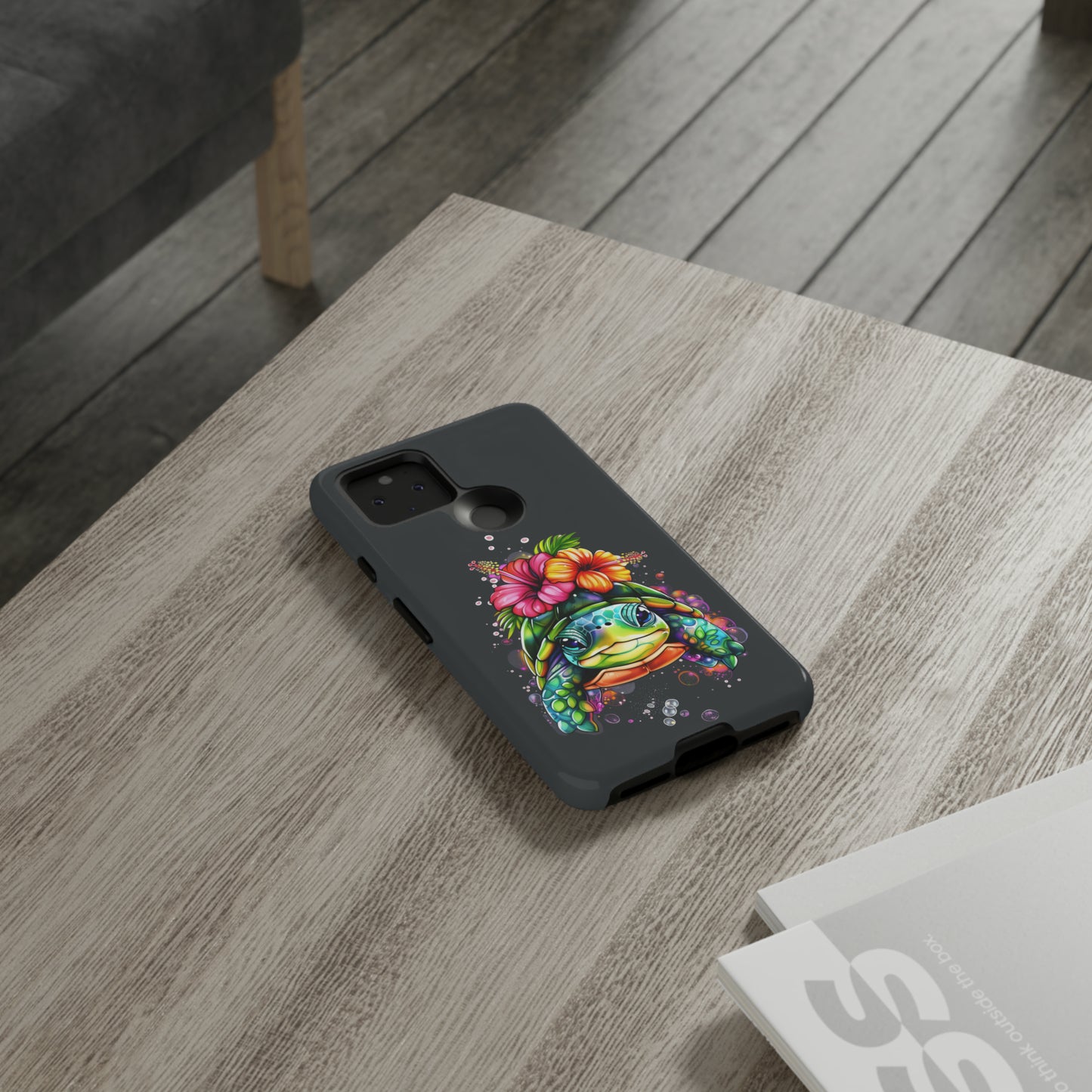 Color Splash Turtle Hawaiian Phone Case, Tropical, Hibiscus, Wireless Compatible, Protective Cell Phone Case for iPhone, Samsung, Pixel