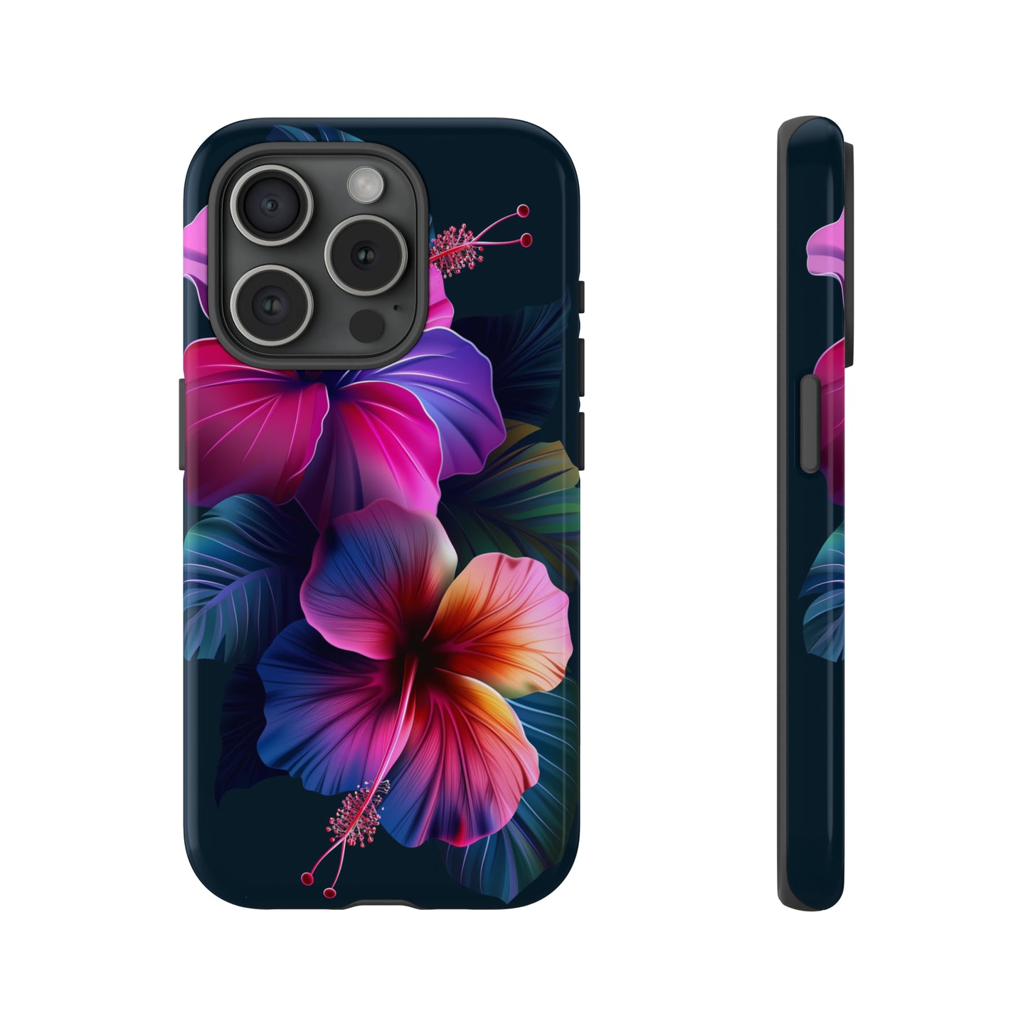 Hibiscus Neon Dark Hawaiian Tropical Phone Case, 808, Island Tropics, Wireless Compatible, Protective Cell Phone Case iPhone, Samsung, Pixel