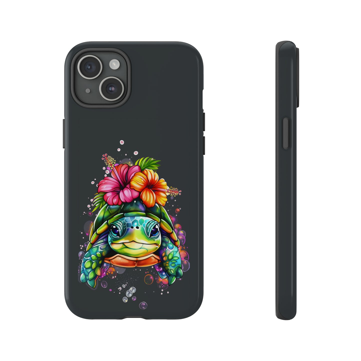 Color Splash Turtle Hawaiian Phone Case, Tropical, Hibiscus, Wireless Compatible, Protective Cell Phone Case for iPhone, Samsung, Pixel
