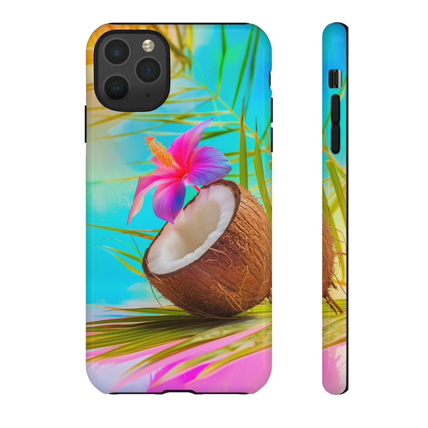 Coconut Colorful Hawaiian Tropical Phone Case, 808, Island Tropics, Wireless Compatible, Protective Cell Phone Case iPhone, Samsung, Pixel