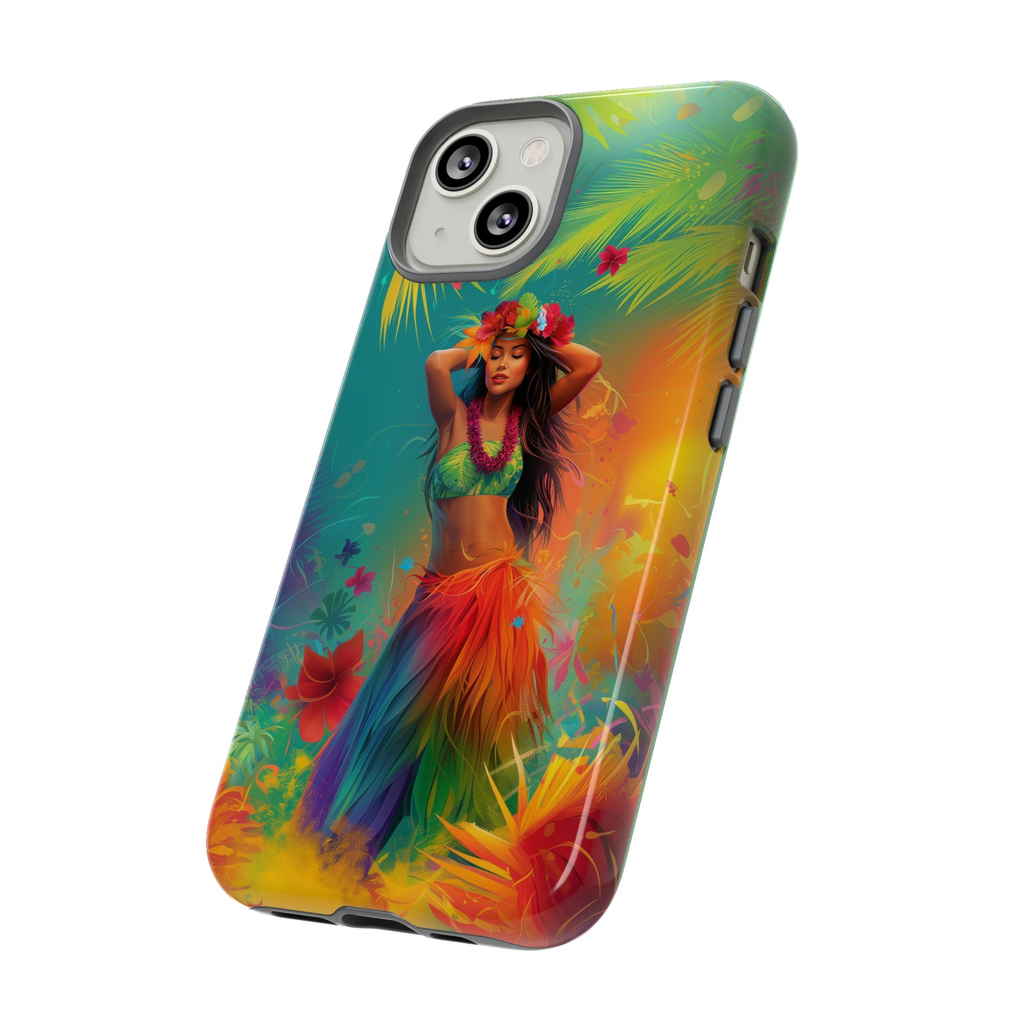 Hula Girl Hawaiian Phone Case, Tropical, Hibiscus, Wireless Compatible, Protective Cell Phone Case for iPhone, Samsung, Pixel phones