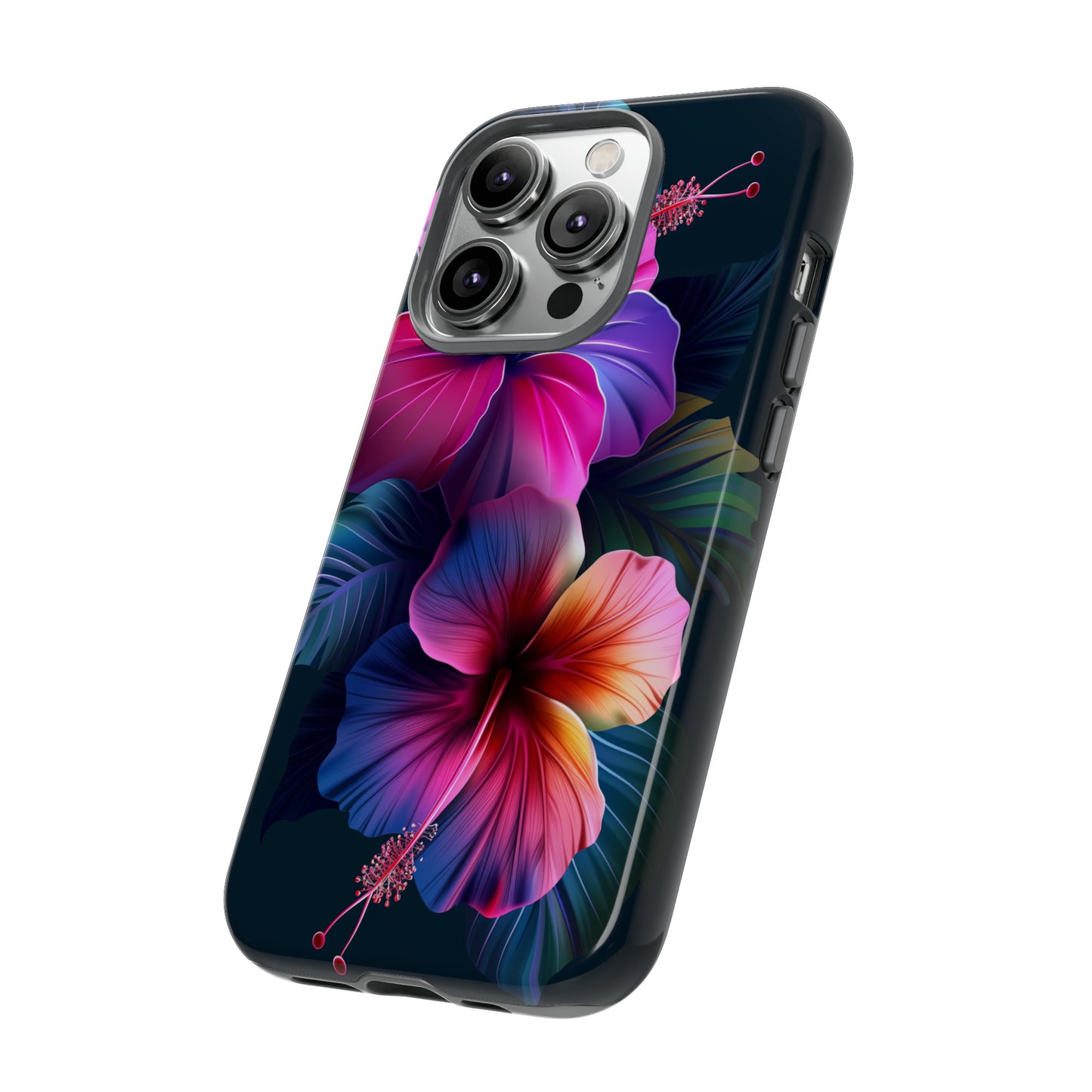 Hibiscus Neon Dark Hawaiian Tropical Phone Case, 808, Island Tropics, Wireless Compatible, Protective Cell Phone Case iPhone, Samsung, Pixel