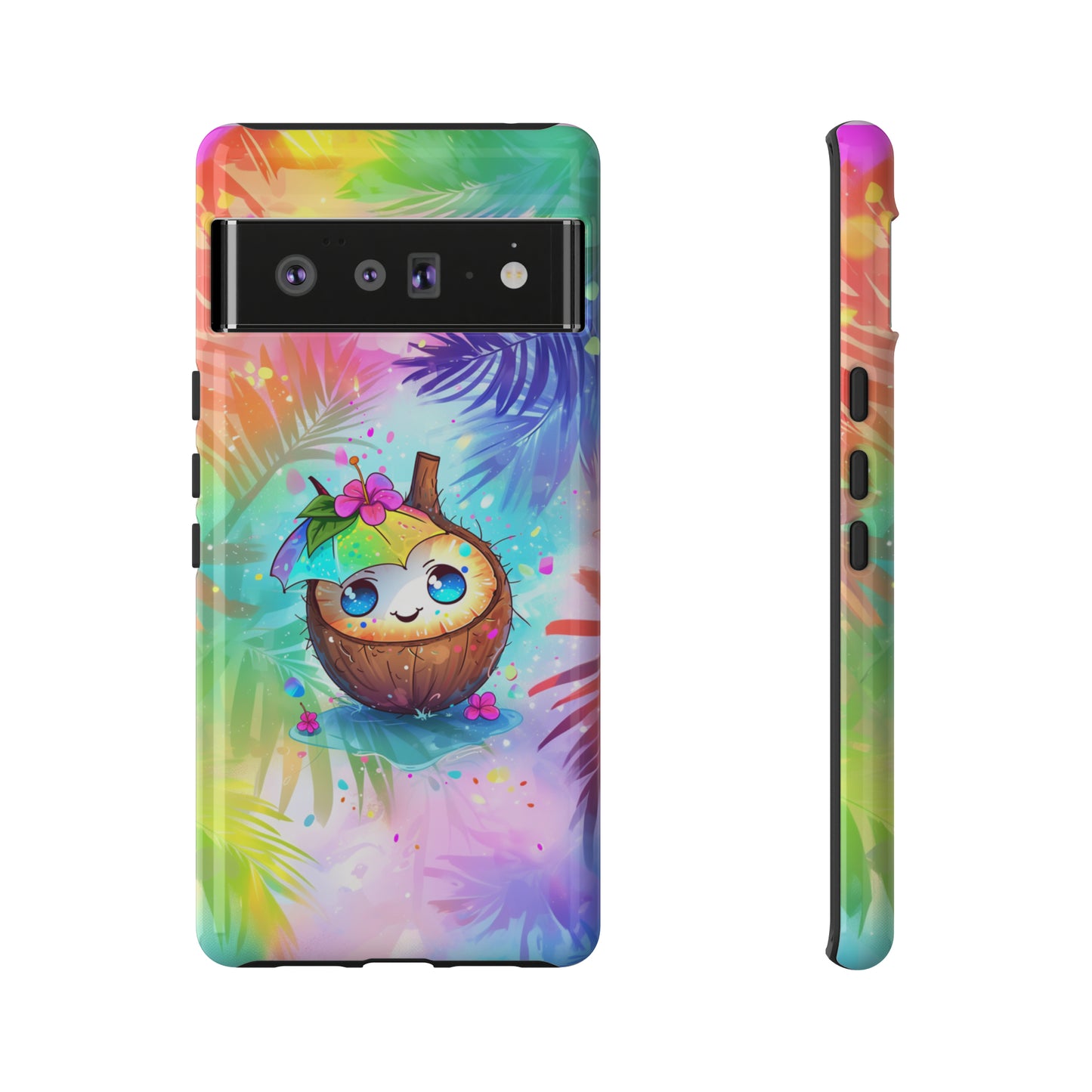 Cute Anime Coconut Hawaiian Tropical Phone Case, 808, Island Tropics, Wireless Compatible, Protective Cell Phone Case iPhone, Samsung, Pixel