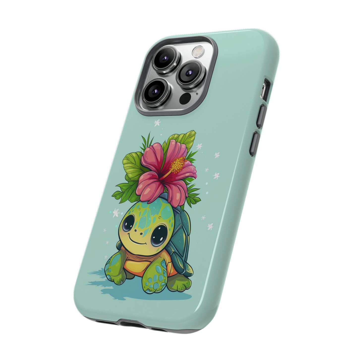 Cute Turtle Hawaiian Phone Case, Tropical, Hibiscus, Wireless Compatible, Protective Cell Phone Case for iPhone, Samsung, Pixel phones