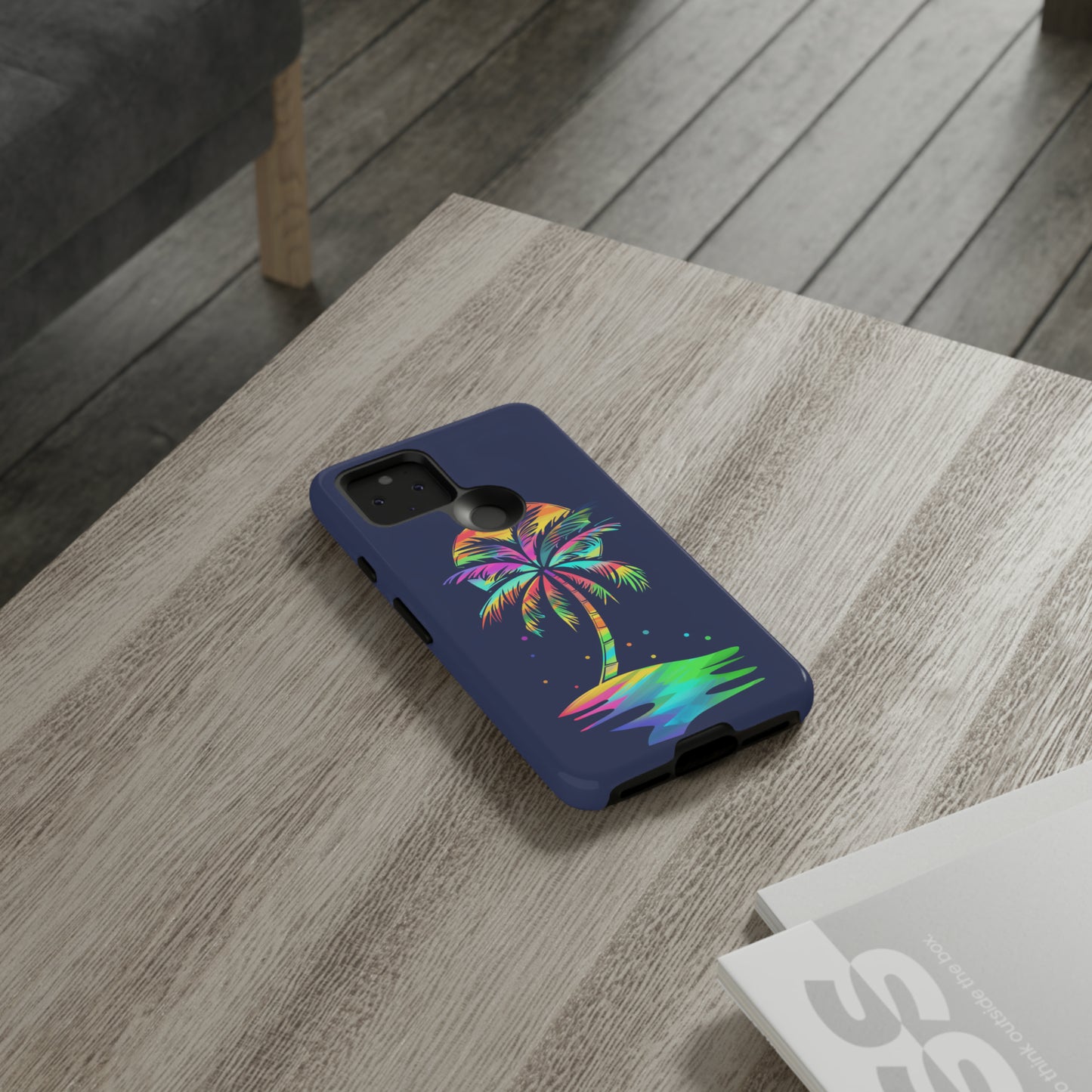 Night Palm Tree Hawaiian Phone Case, Tropical, Hibiscus, Wireless Compatible, Protective Cell Phone Case for iPhone, Samsung, Pixel phones