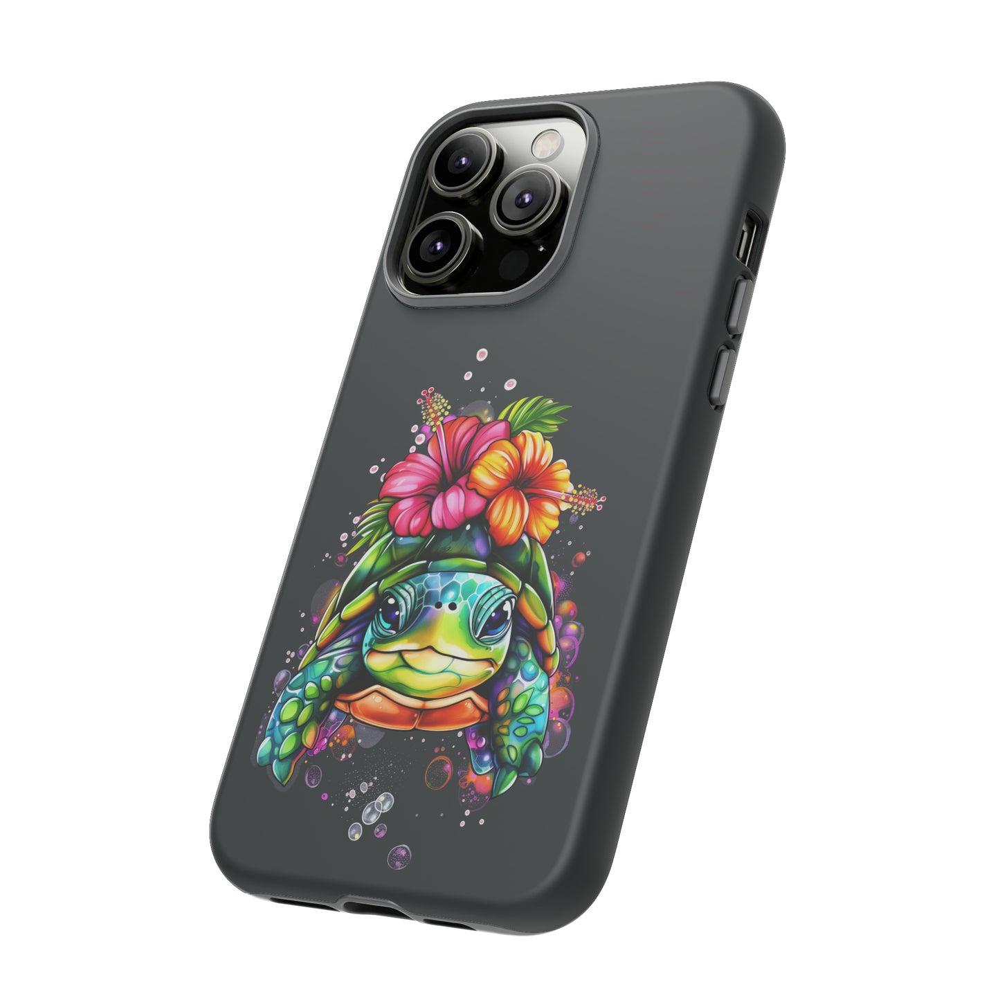 Color Splash Turtle Hawaiian Phone Case, Tropical, Hibiscus, Wireless Compatible, Protective Cell Phone Case for iPhone, Samsung, Pixel