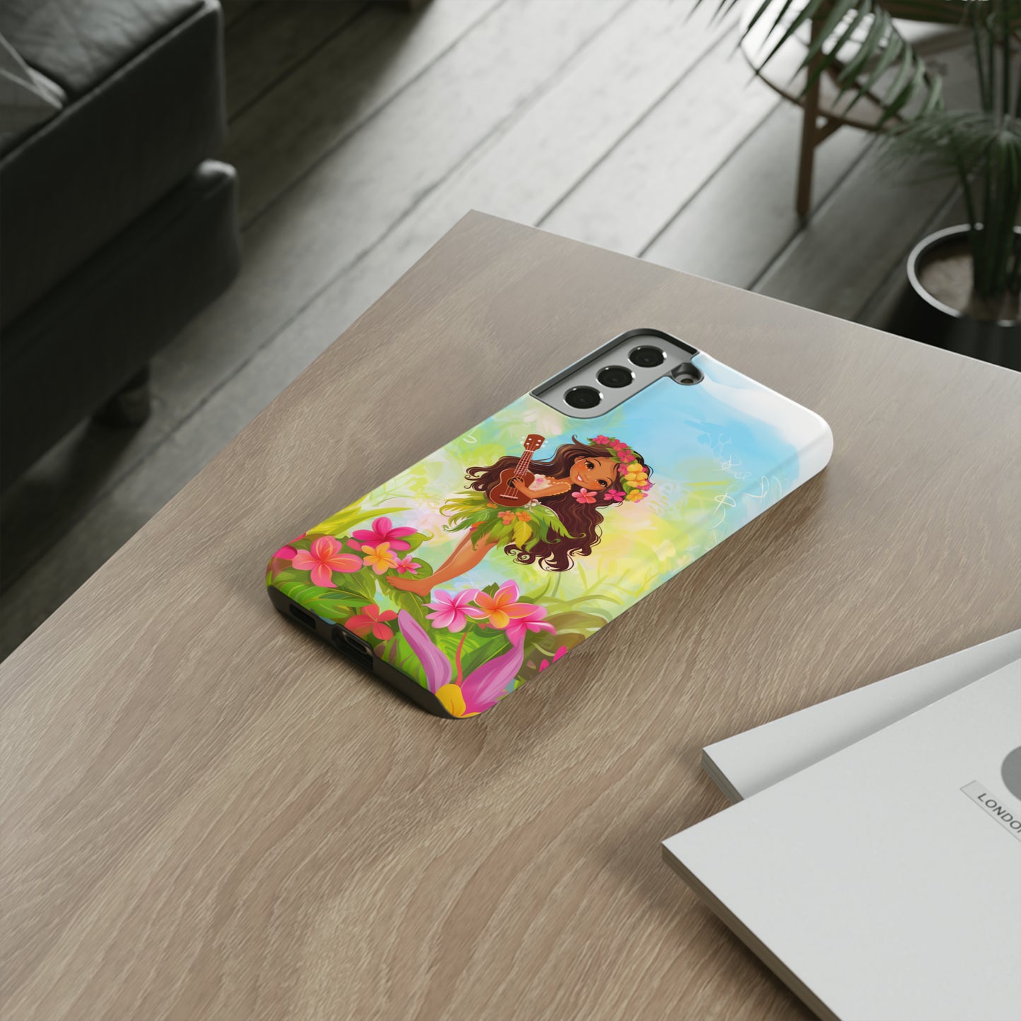 Cute Hula Girl Hawaiian Phone Case, Tropical, Hibiscus, Wireless Compatible, Protective Cell Phone Case for iPhone, Samsung, Pixel phones