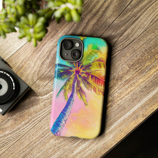 Palm Tree Colorful Hawaiian Tropical Phone Case, 808, Island Tropics, Wireless Compatible, Protective Cell Phone Case iPhone, Samsung, Pixel