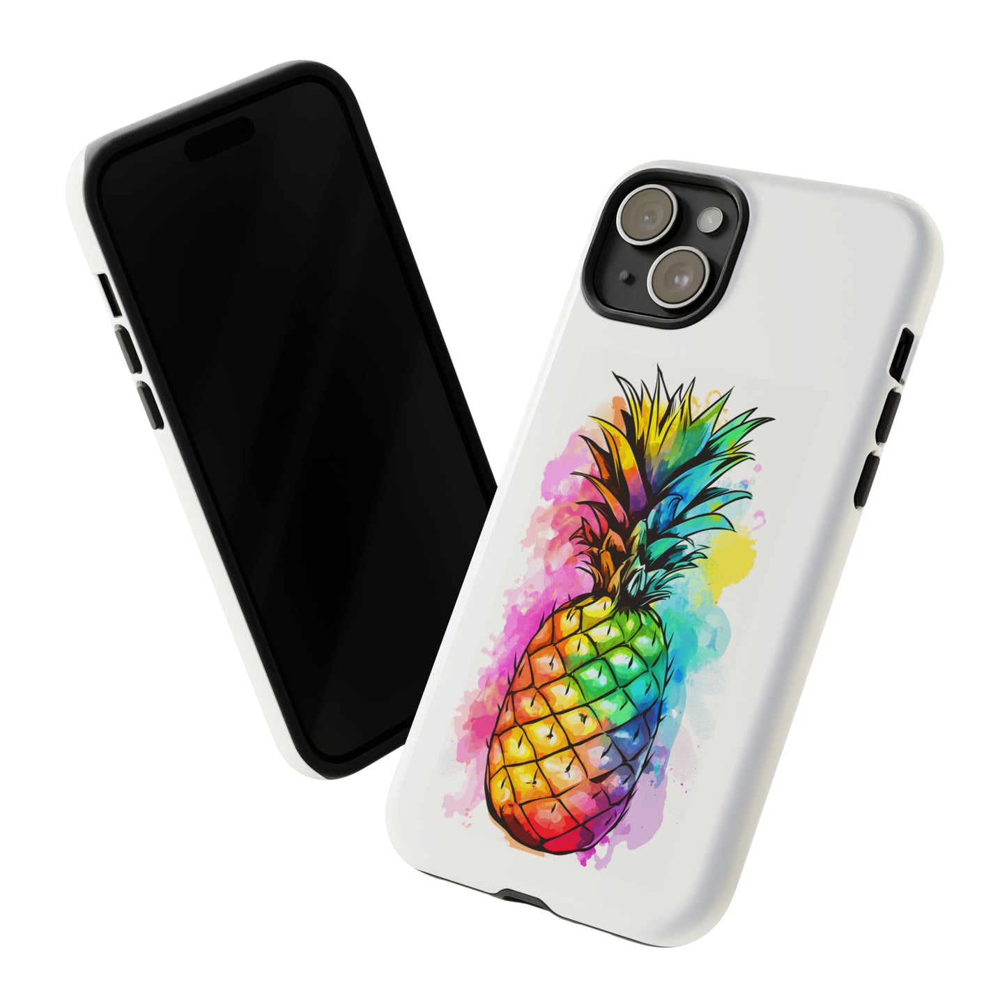 Color Splash Pineapple Hawaiian Phone Case, Tropical, Hibiscus, Wireless Compatible, Protective Cell Phone Case for iPhone, Samsung, Pixel