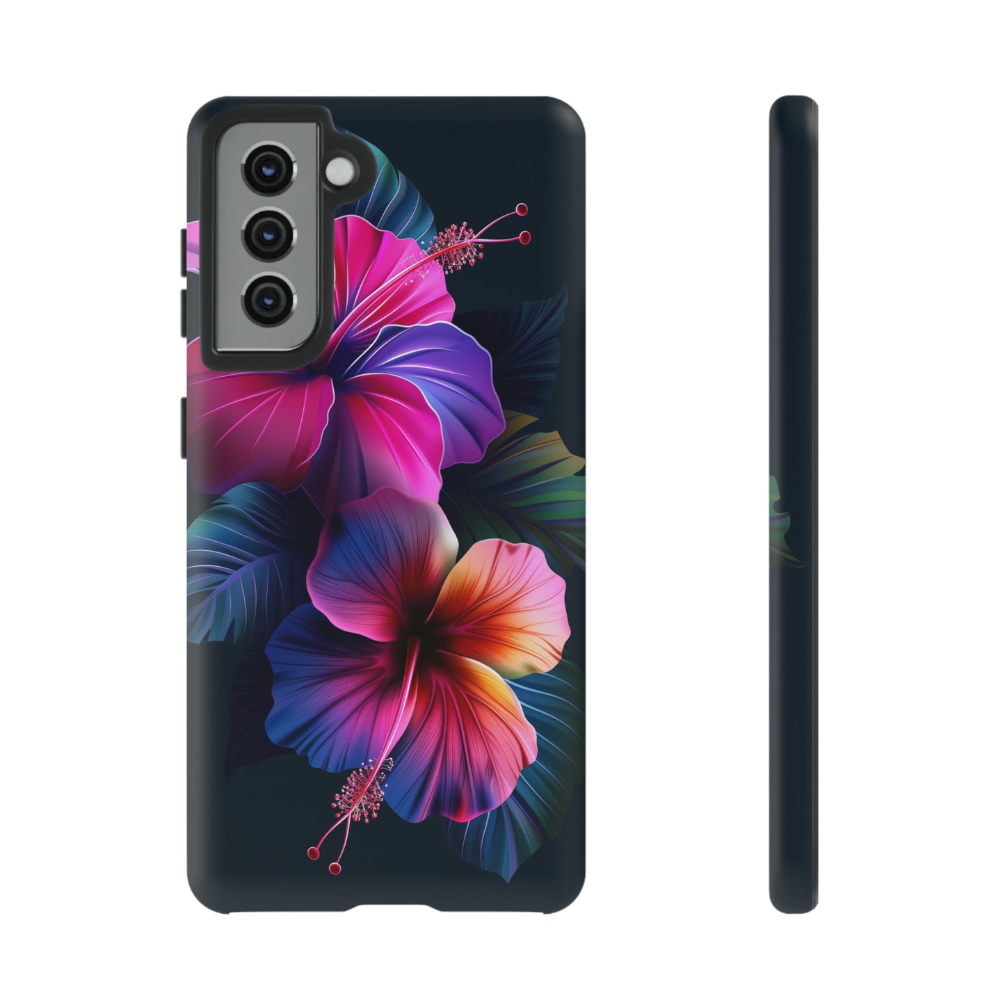 Hibiscus Neon Dark Hawaiian Tropical Phone Case, 808, Island Tropics, Wireless Compatible, Protective Cell Phone Case iPhone, Samsung, Pixel