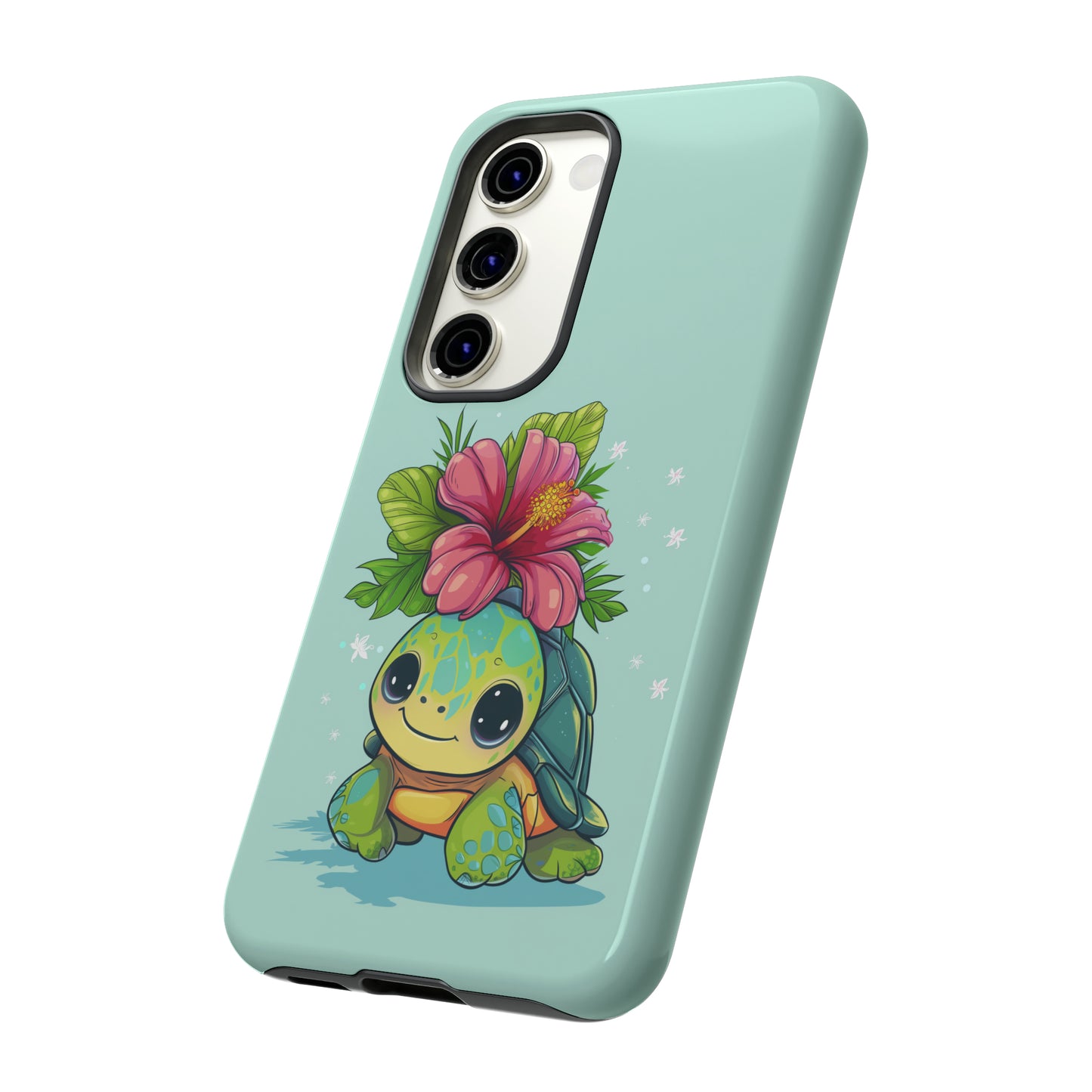 Cute Turtle Hawaiian Phone Case, Tropical, Hibiscus, Wireless Compatible, Protective Cell Phone Case for iPhone, Samsung, Pixel phones
