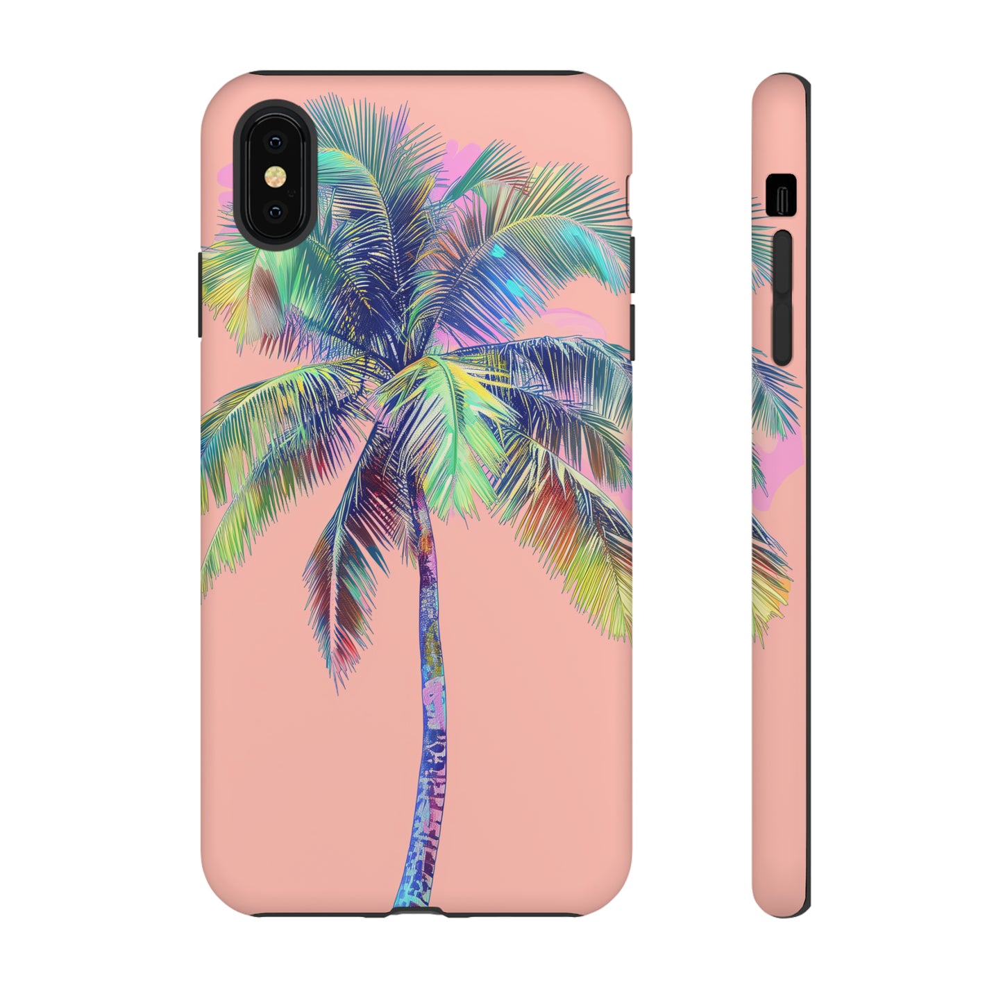 Pink Palm Tree Hawaiian Phone Case, Tropical, Hibiscus, Wireless Compatible, Protective Cell Phone Case for iPhone, Samsung, Pixel phones