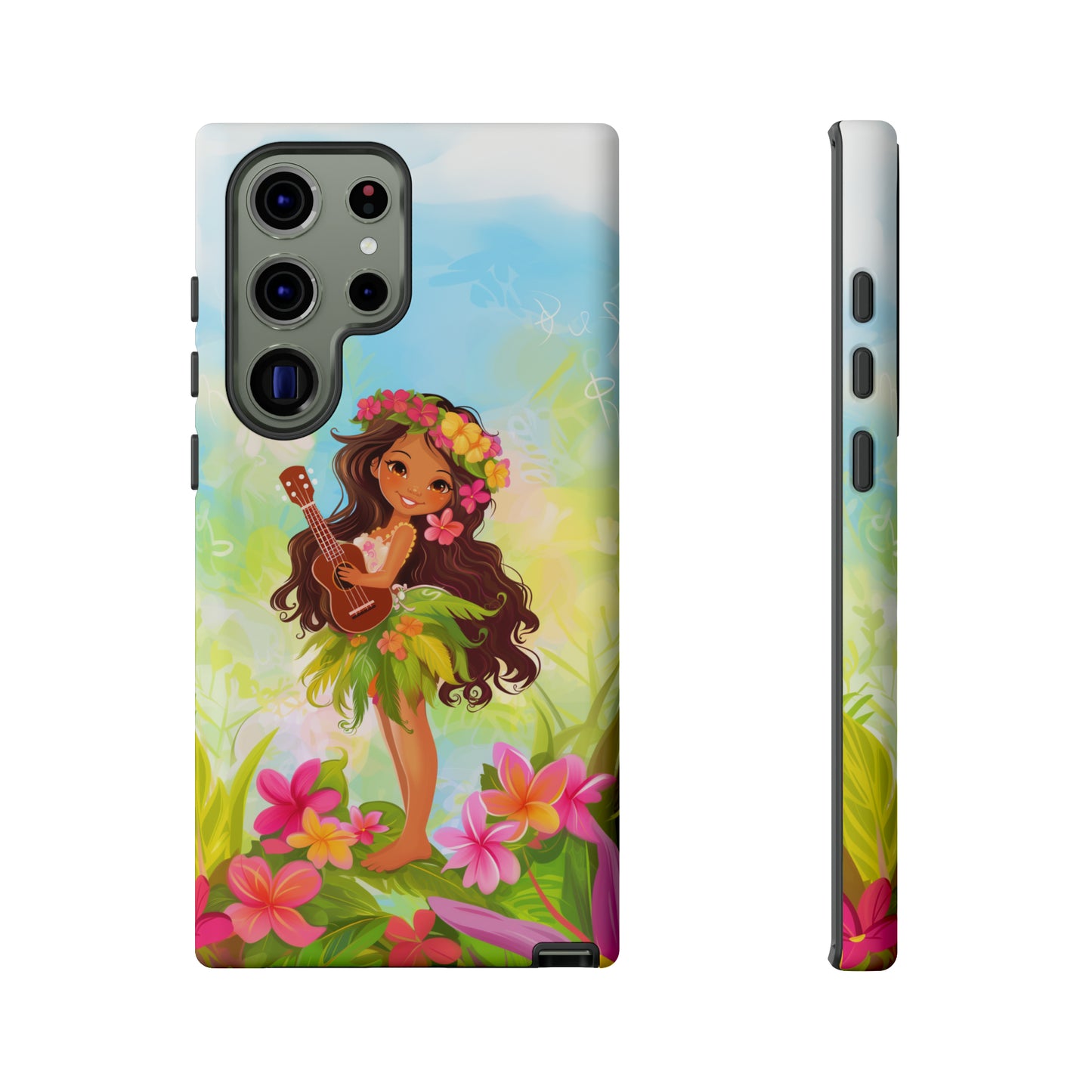Cute Hula Girl Hawaiian Phone Case, Tropical, Hibiscus, Wireless Compatible, Protective Cell Phone Case for iPhone, Samsung, Pixel phones