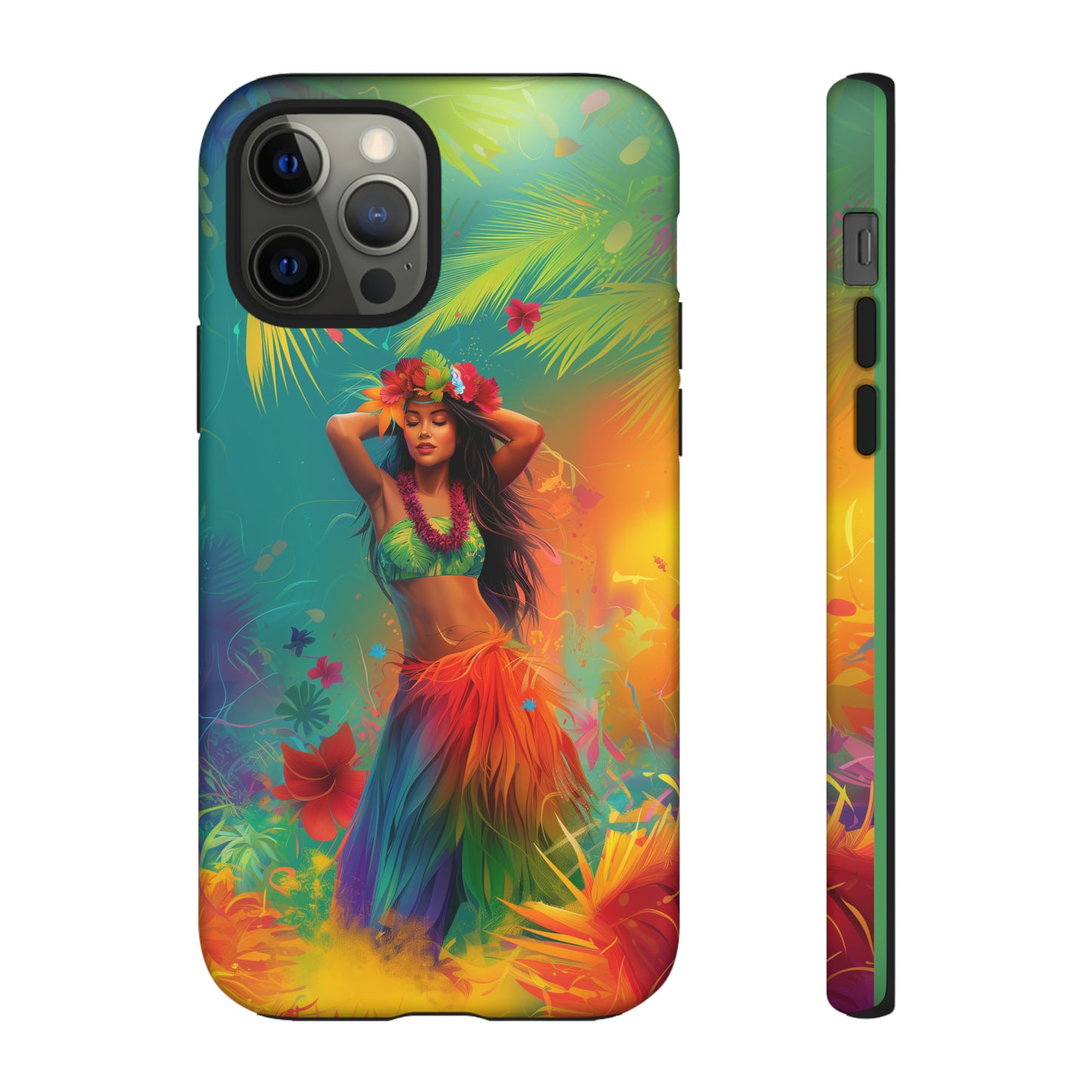 Hula Girl Hawaiian Phone Case, Tropical, Hibiscus, Wireless Compatible, Protective Cell Phone Case for iPhone, Samsung, Pixel phones