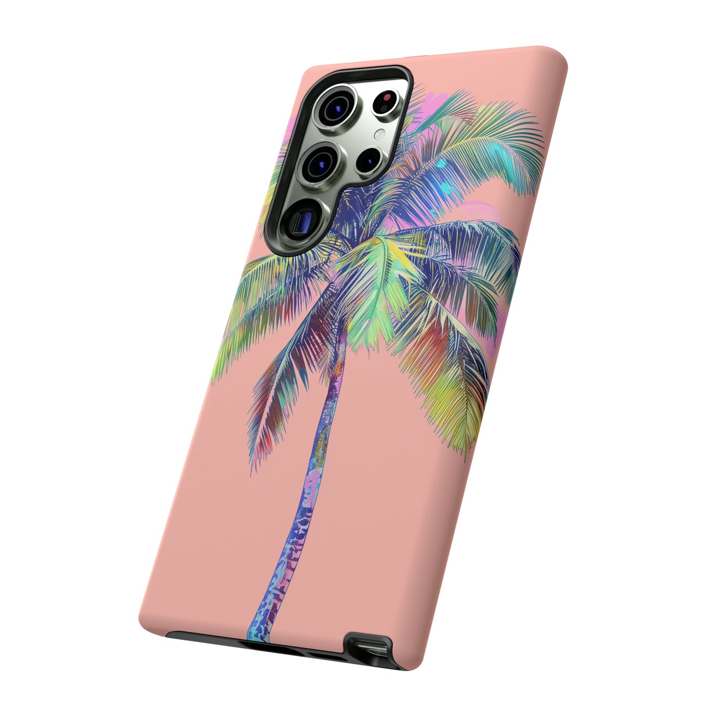 Pink Palm Tree Hawaiian Phone Case, Tropical, Hibiscus, Wireless Compatible, Protective Cell Phone Case for iPhone, Samsung, Pixel phones