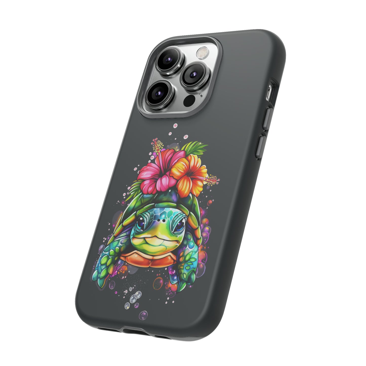 Color Splash Turtle Hawaiian Phone Case, Tropical, Hibiscus, Wireless Compatible, Protective Cell Phone Case for iPhone, Samsung, Pixel