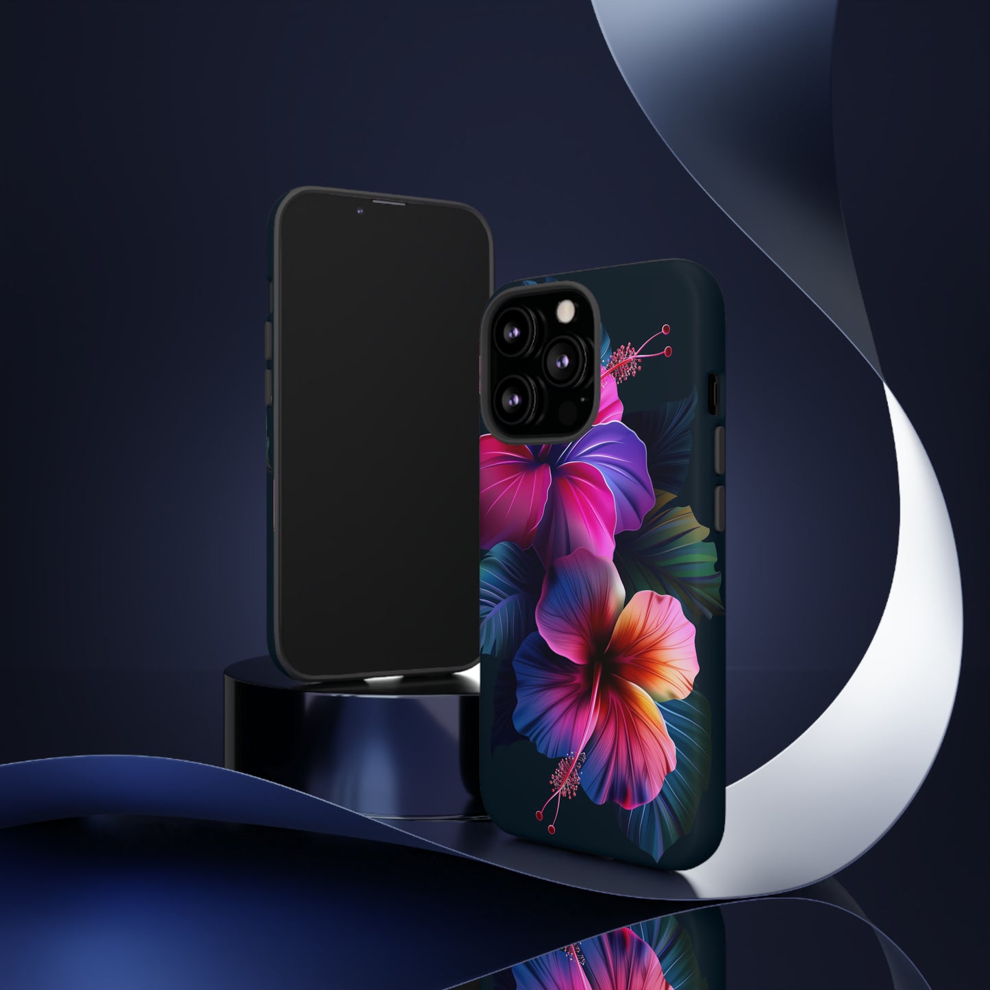 Hibiscus Neon Dark Hawaiian Tropical Phone Case, 808, Island Tropics, Wireless Compatible, Protective Cell Phone Case iPhone, Samsung, Pixel