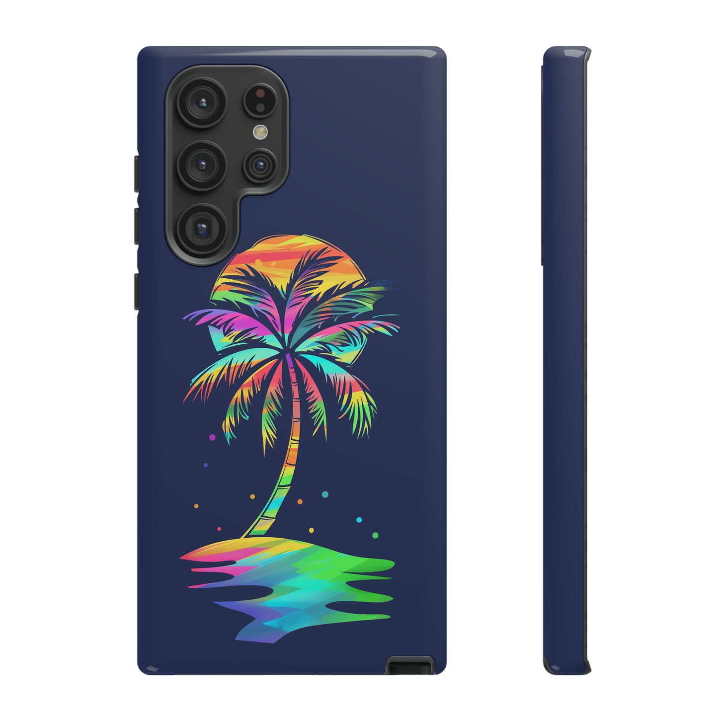 Night Palm Tree Hawaiian Phone Case, Tropical, Hibiscus, Wireless Compatible, Protective Cell Phone Case for iPhone, Samsung, Pixel phones