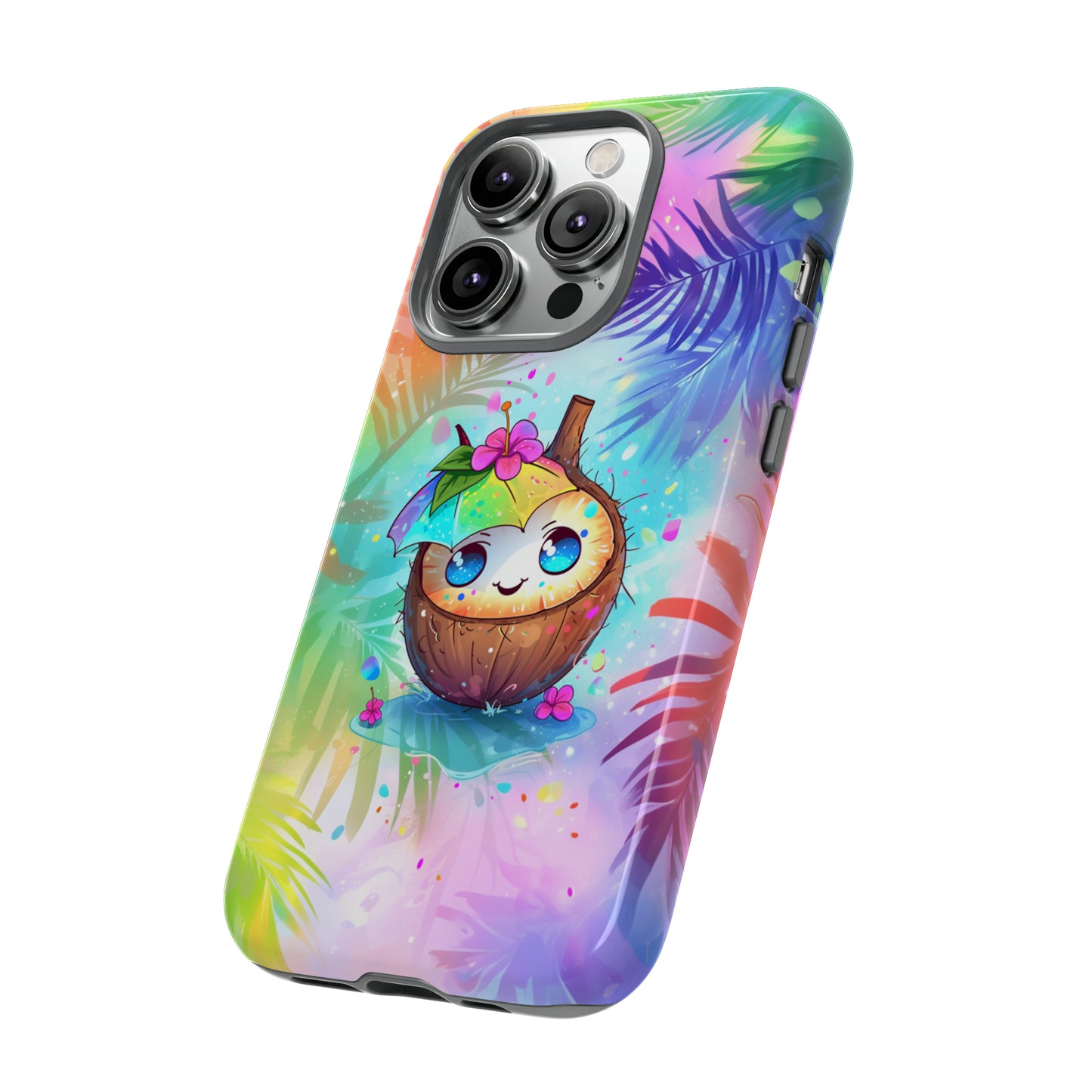 Cute Anime Coconut Hawaiian Tropical Phone Case, 808, Island Tropics, Wireless Compatible, Protective Cell Phone Case iPhone, Samsung, Pixel