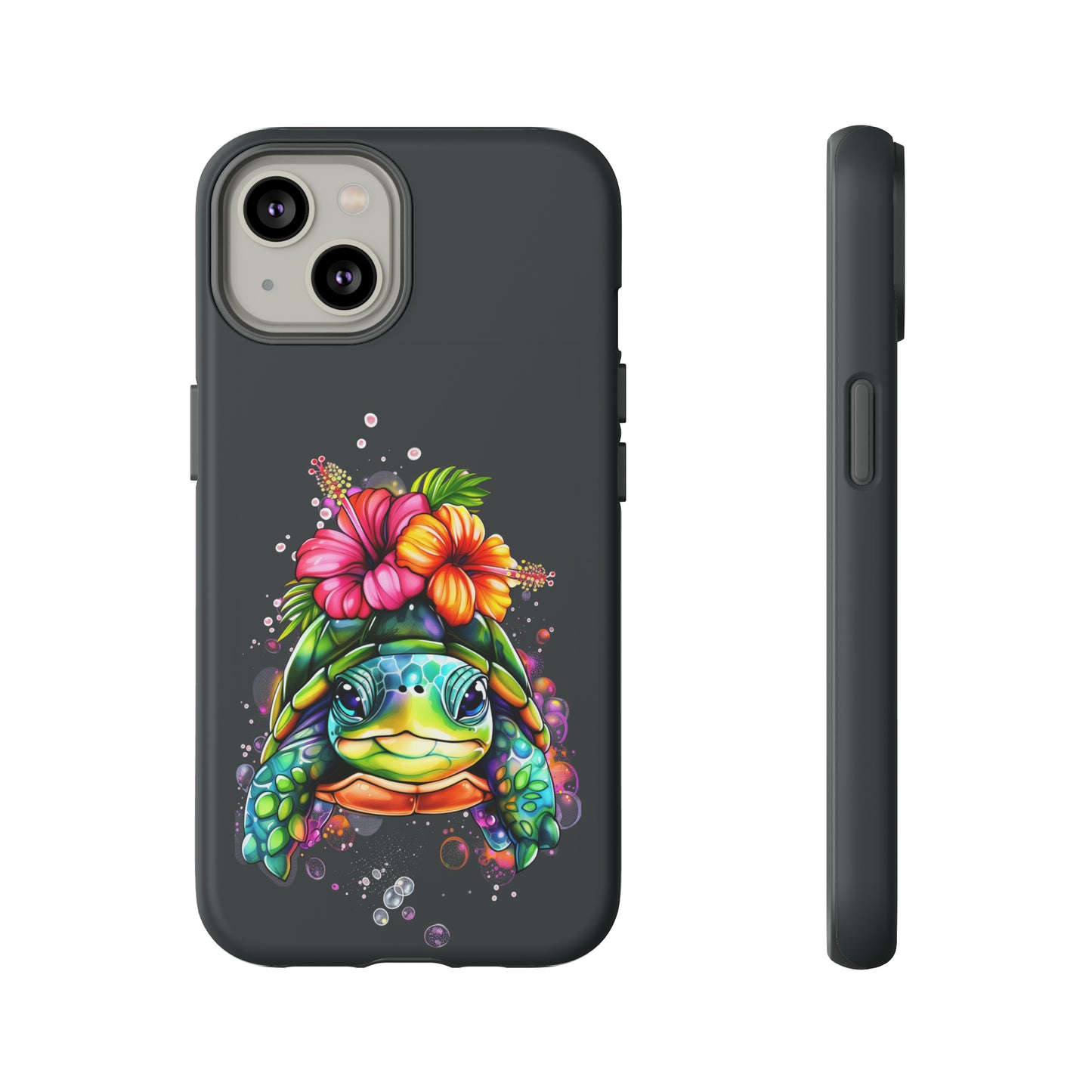 Color Splash Turtle Hawaiian Phone Case, Tropical, Hibiscus, Wireless Compatible, Protective Cell Phone Case for iPhone, Samsung, Pixel
